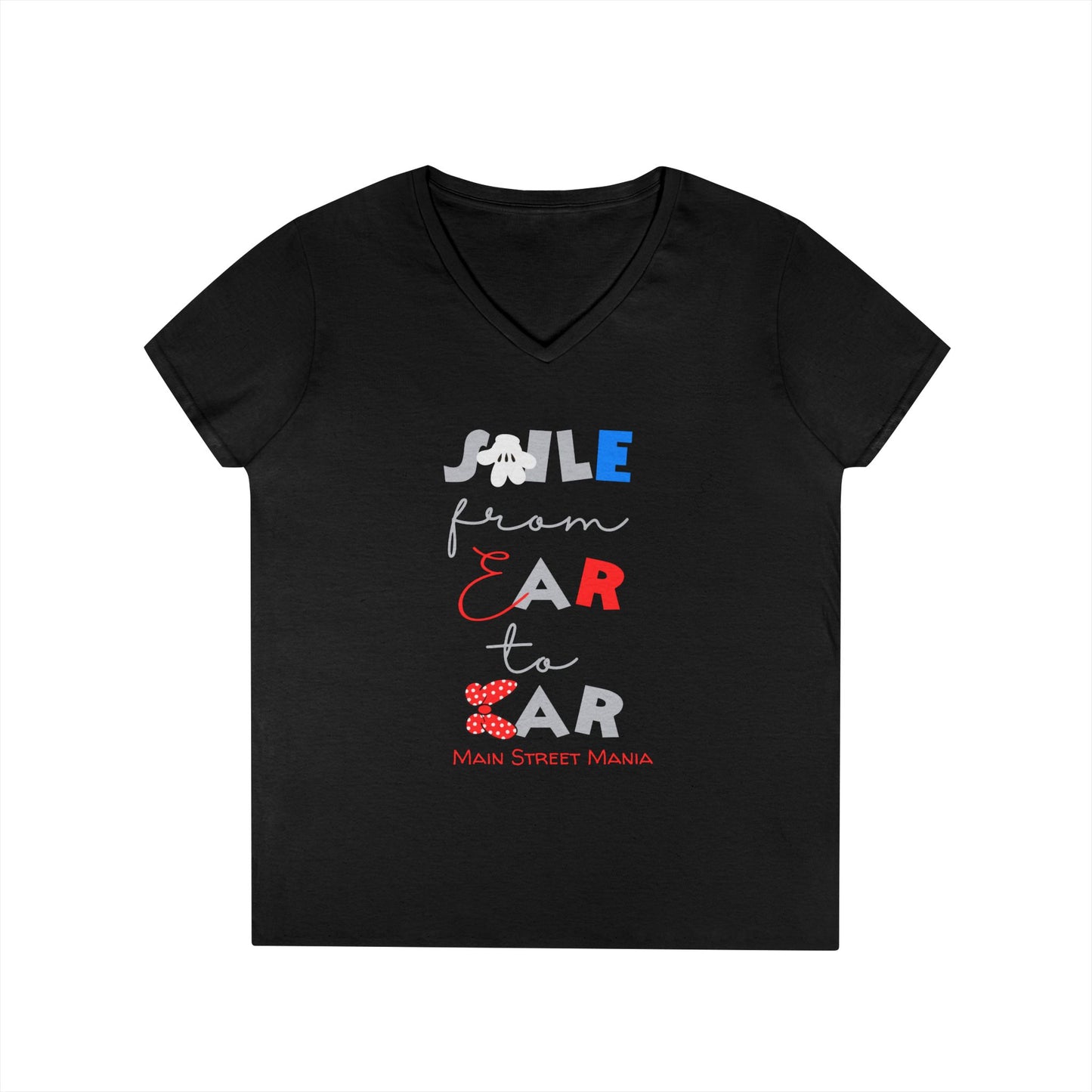 Smile From Ear to Ear V-Neck T-Shirt - Mickey and Minnie Disneyland Inspired