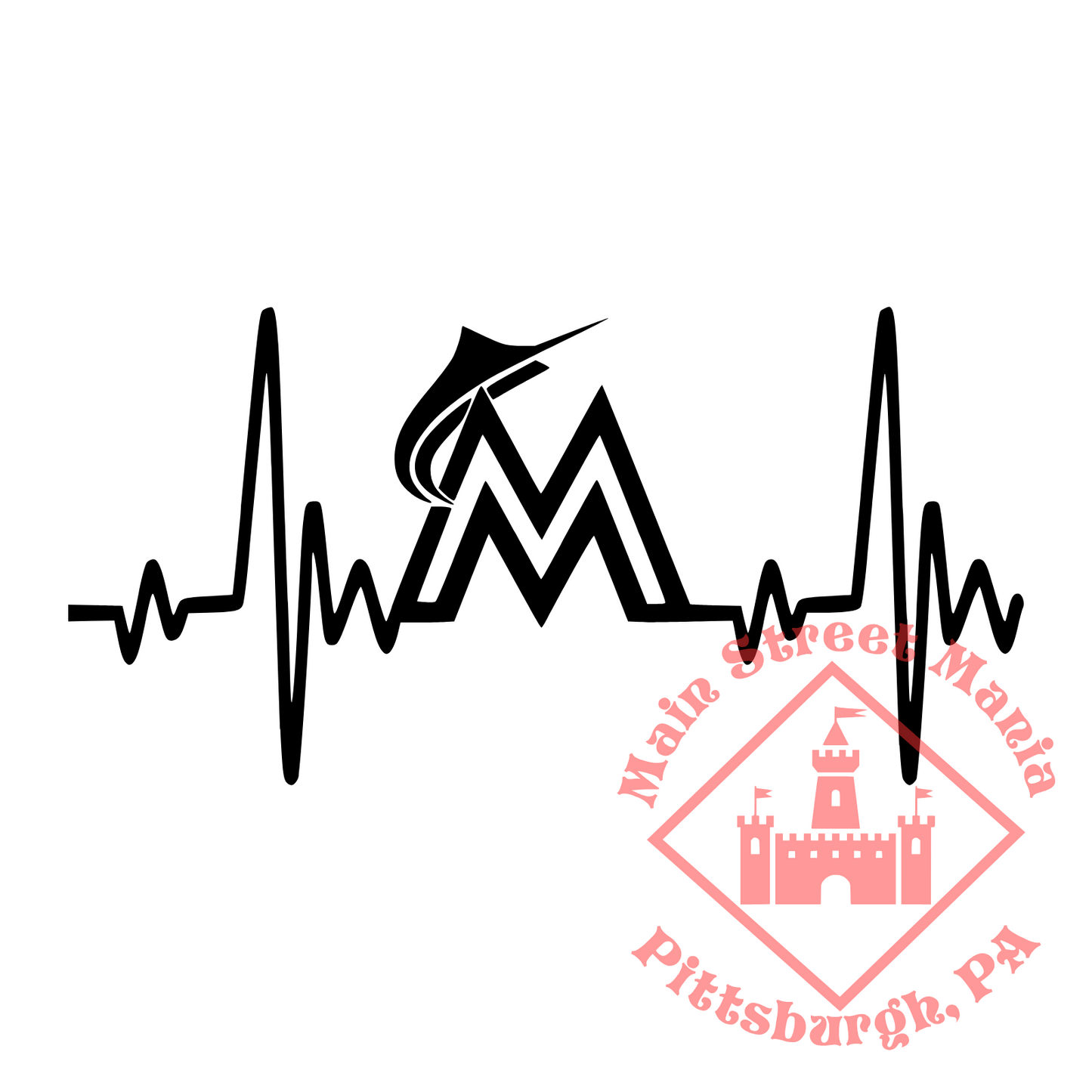 Marlins Heartbeat Sticker Decal