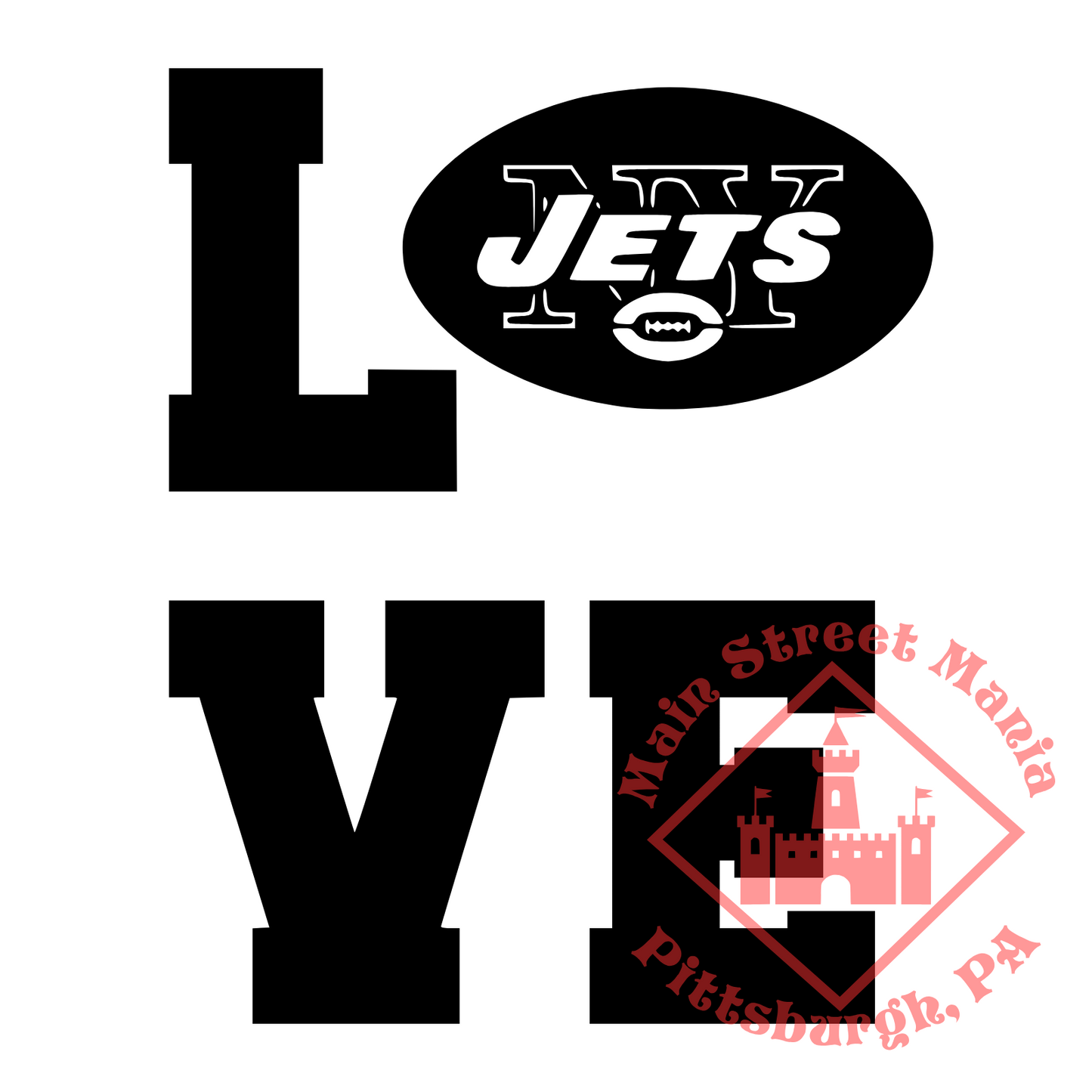 NY Jets Love Sticker Decal