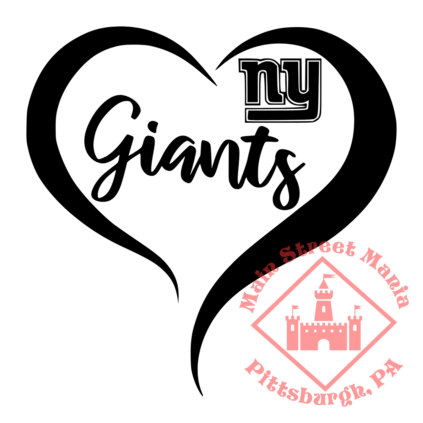 NY Giants Heart Sticker Decal