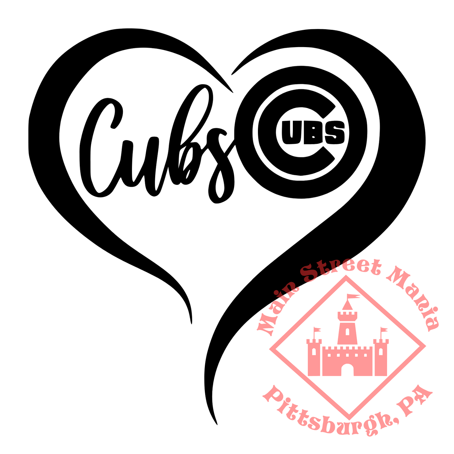 Cubs Heart  Sticker Decal