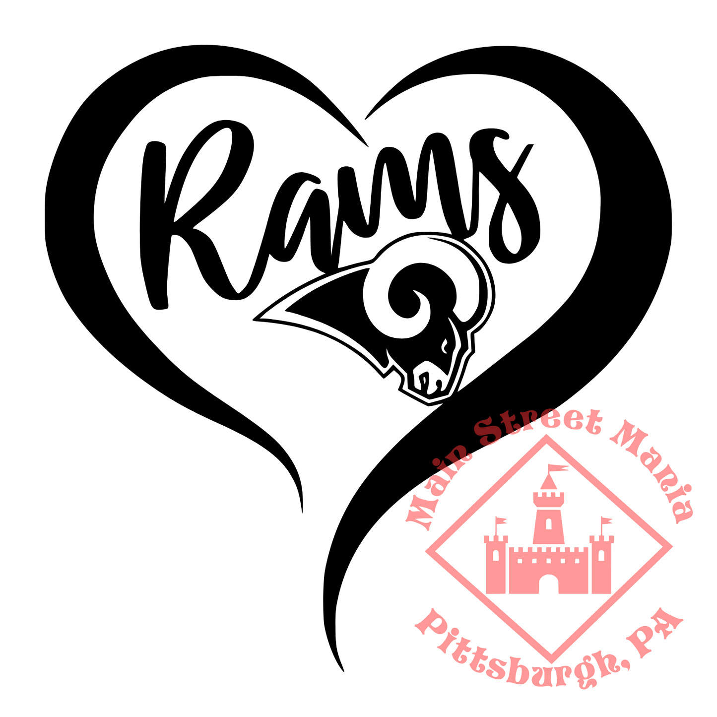 LA Rams Heart Sticker Decal