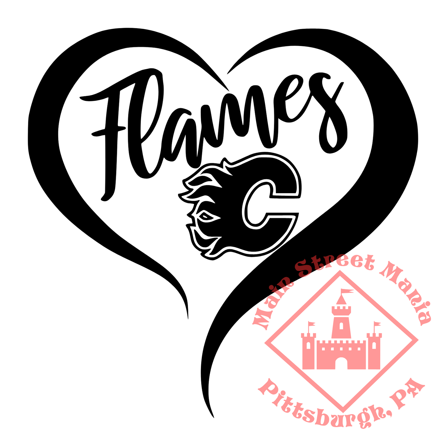 Flames Heart Sticker Decal