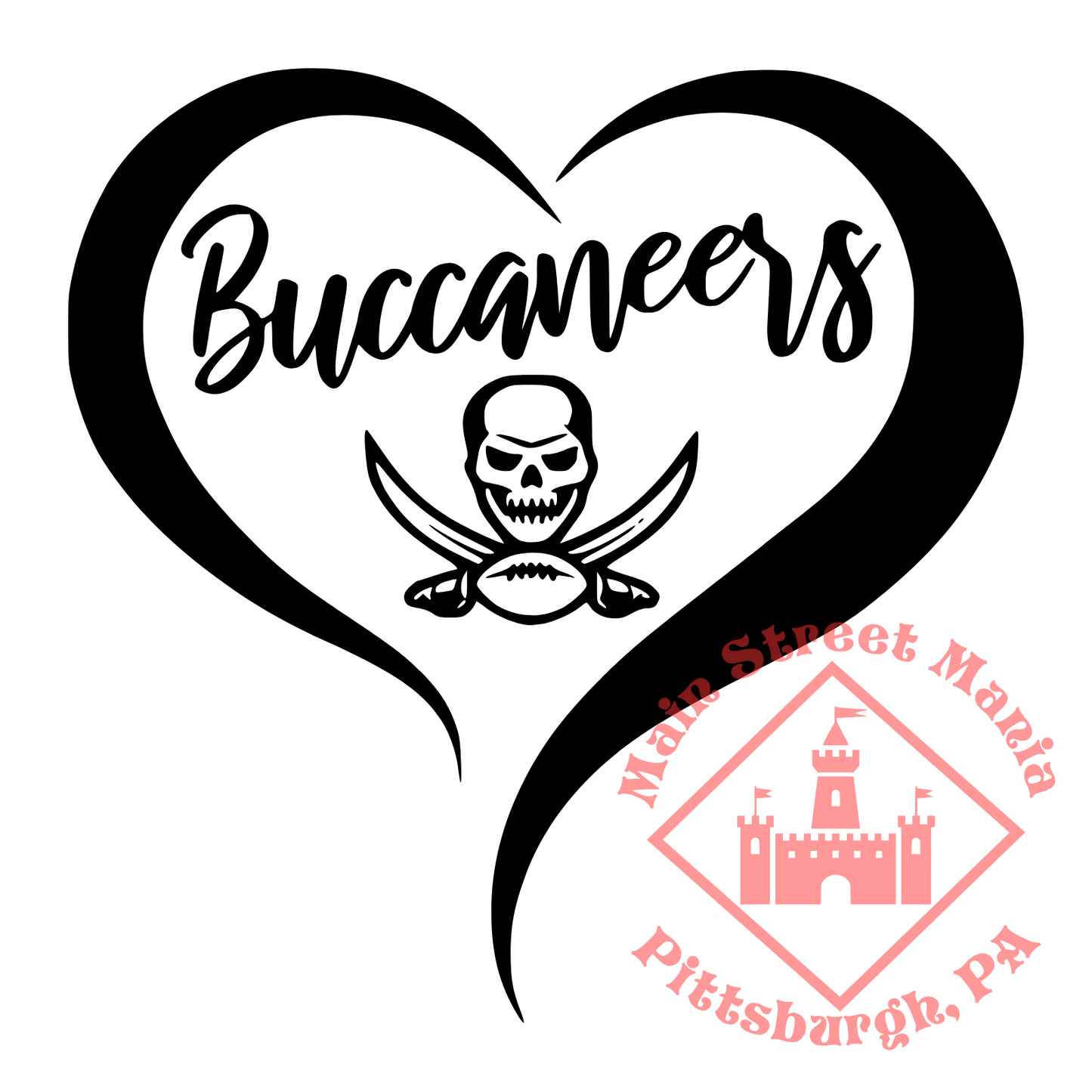 Buccaneers Heart Sticker Decal