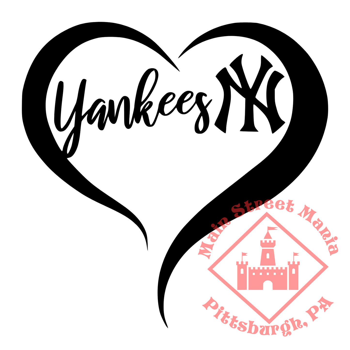 Yankees Heart Sticker Decal