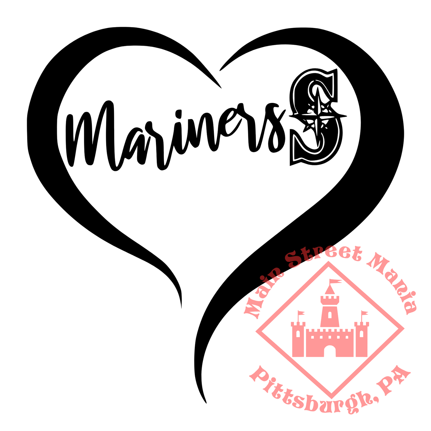 Seattle Mariners Heart Sticker Decal