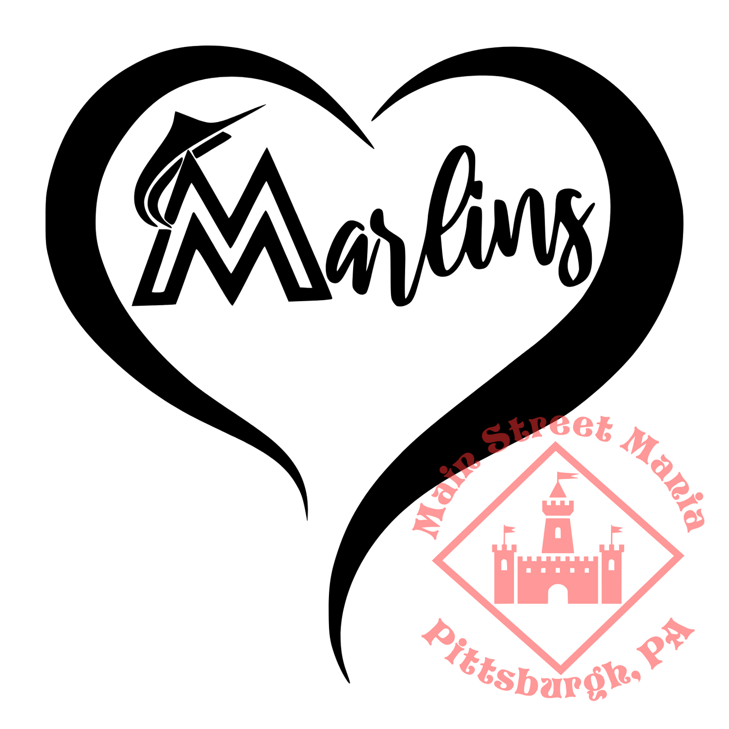 Marlins Heart Sticker Decal