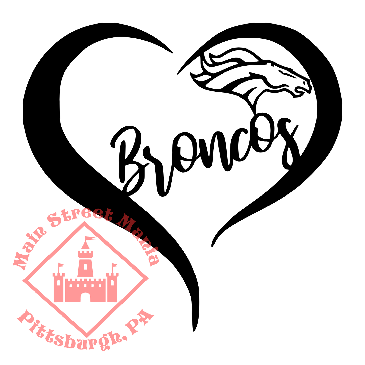 Broncos Heart Sticker Decal