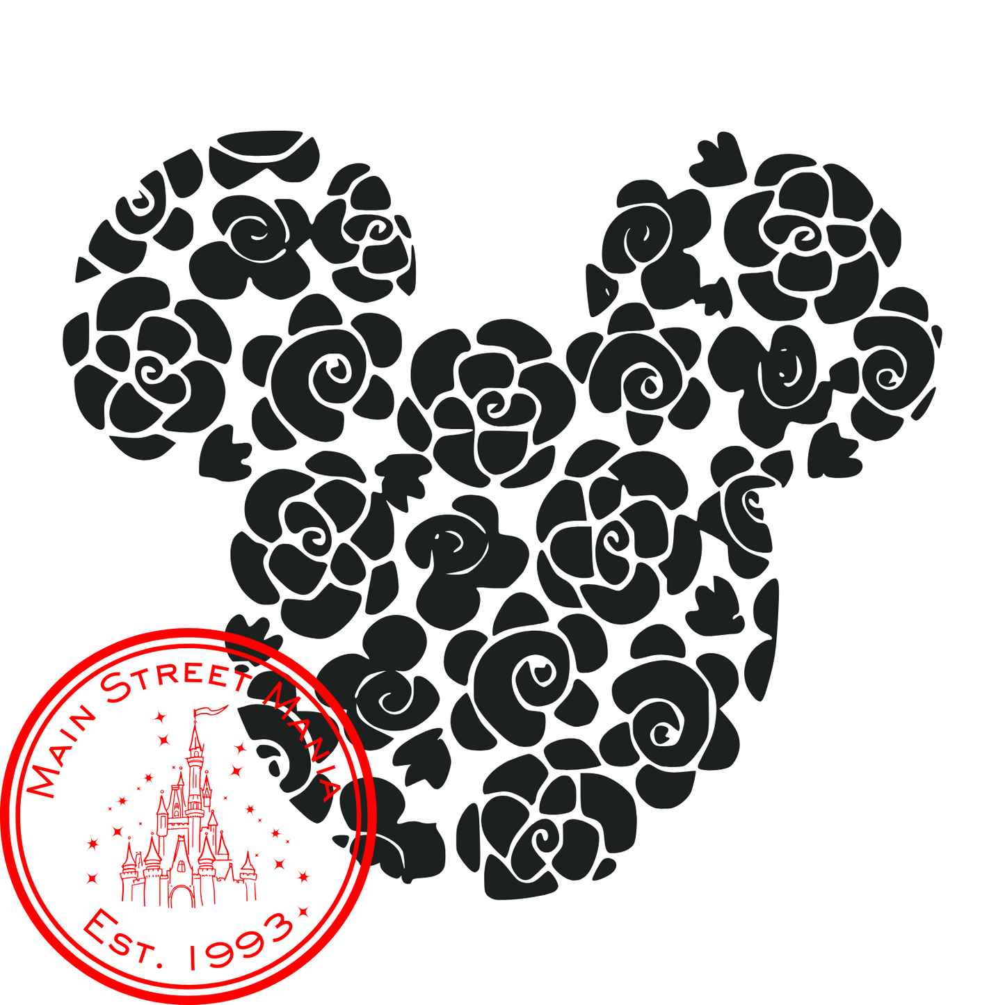 Floral Mickey Ears Decal