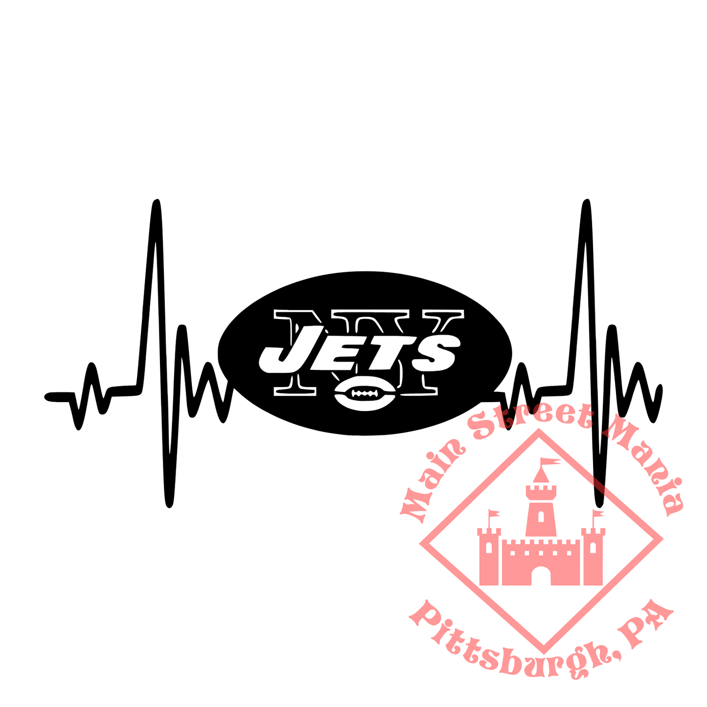 NY Jets Heartbeat Sticker Decal