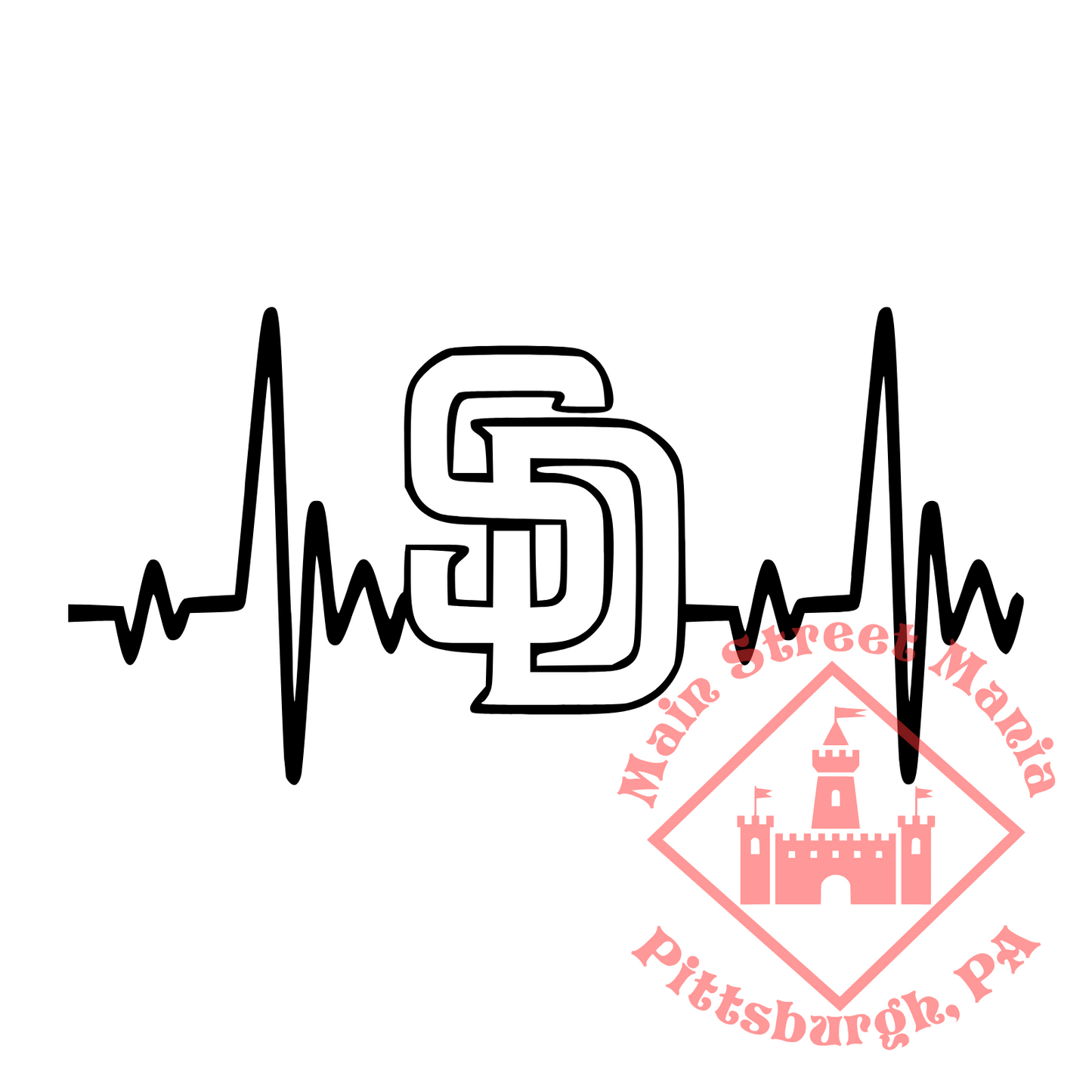 Padres Heartbeat Sticker Decal