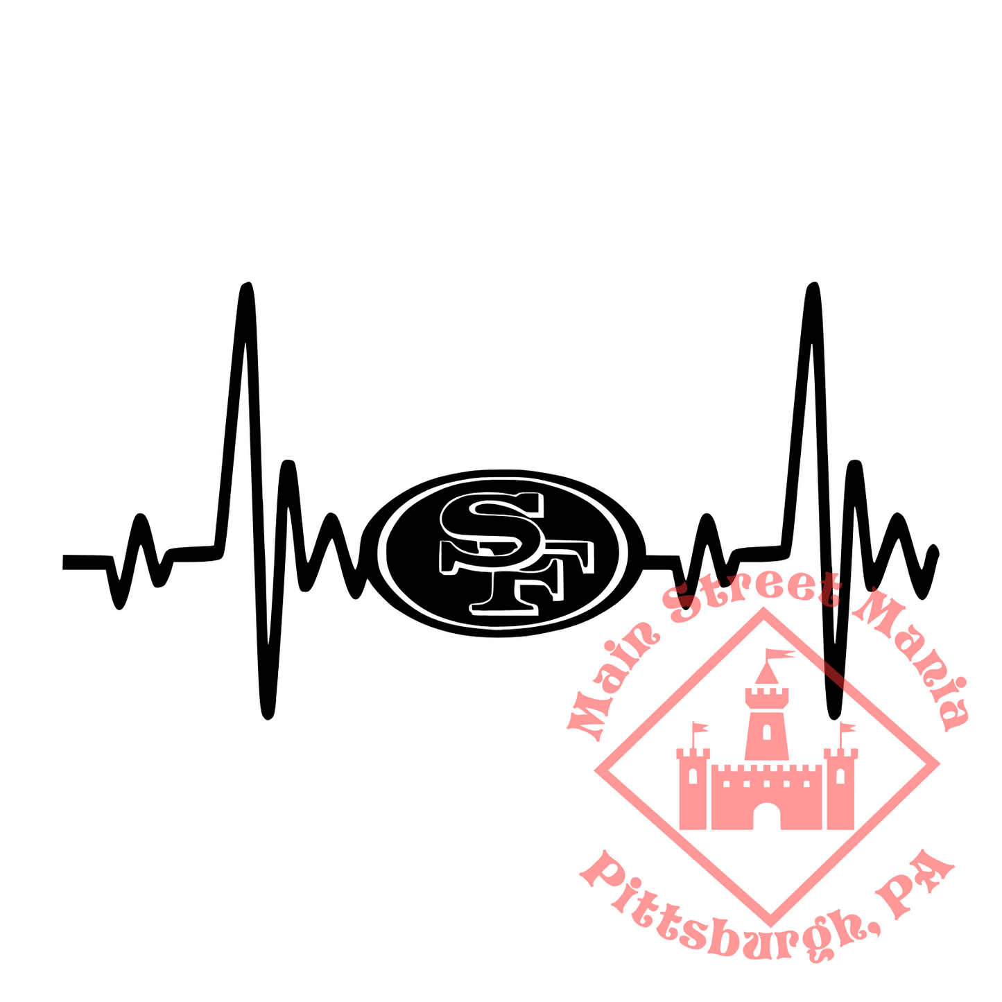 49ers Heartbeat Sticker Decal