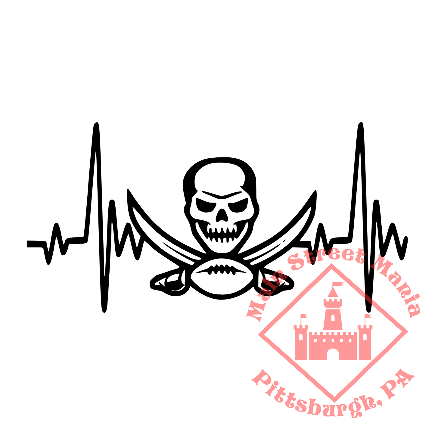 Buccaneers Heartbeat Sticker Decal