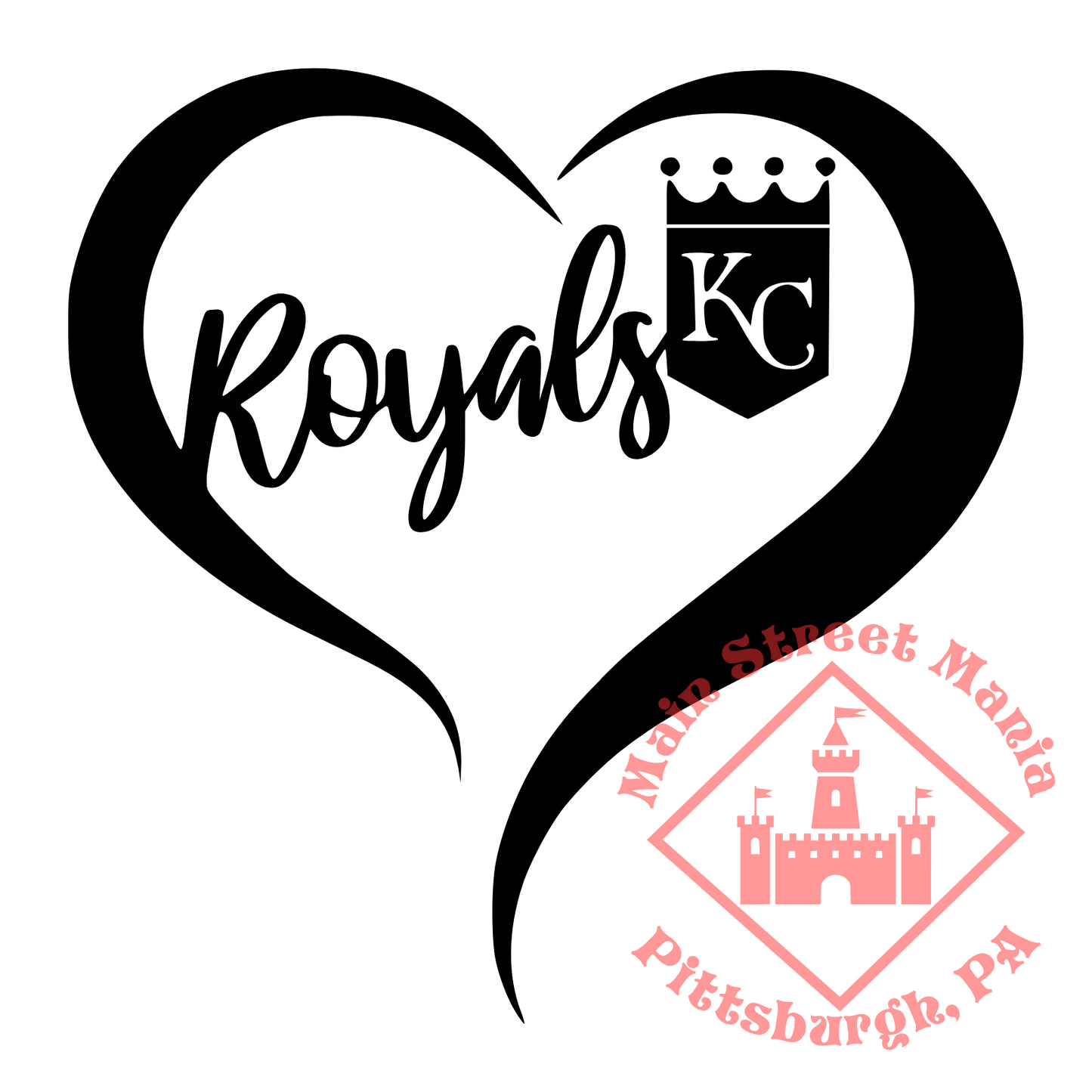 Kansas City Royals Heart Sticker Decal