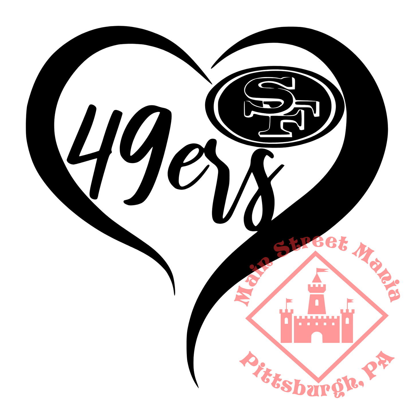 49ers Heart Sticker Decal