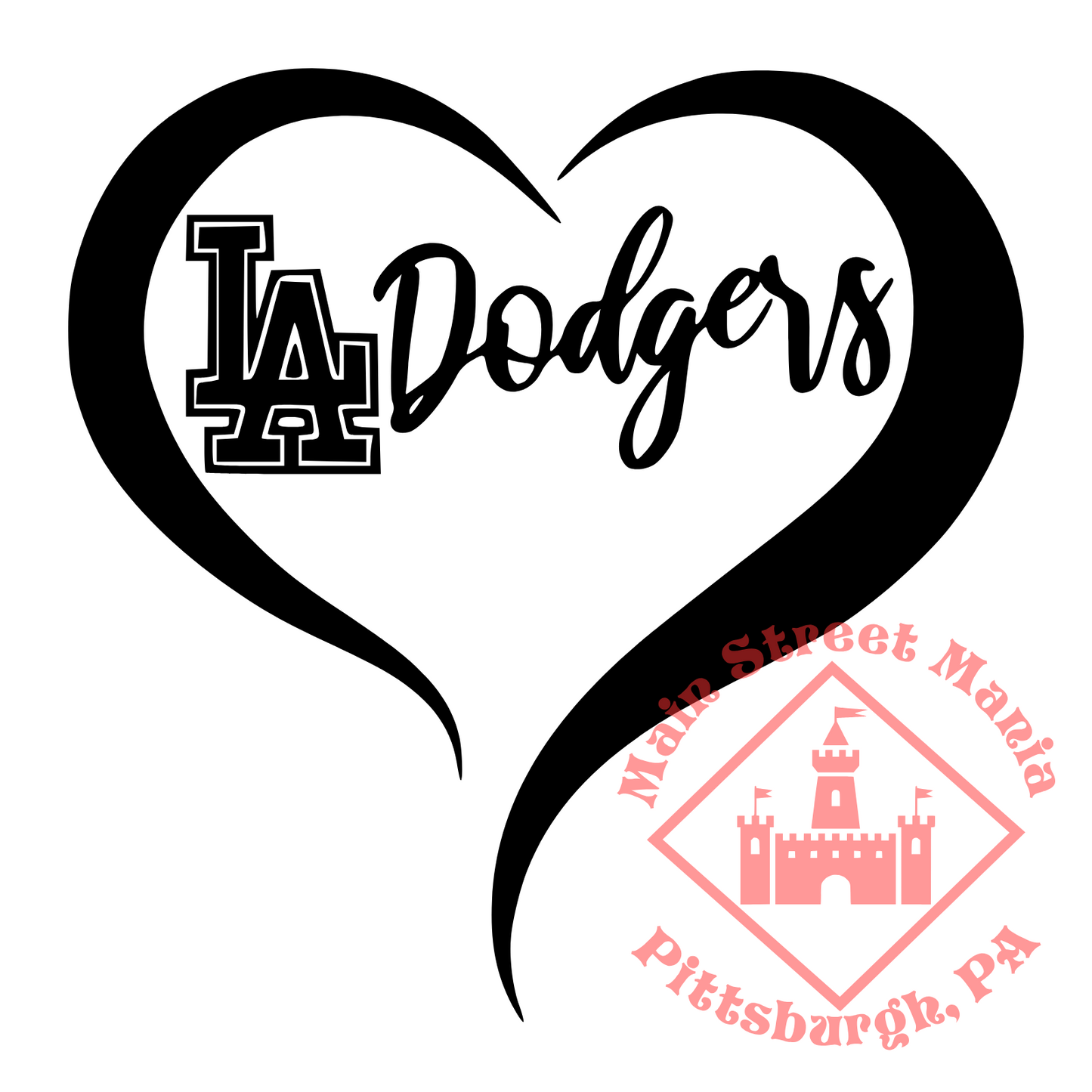 LA Dodgers Heart Sticker Decal