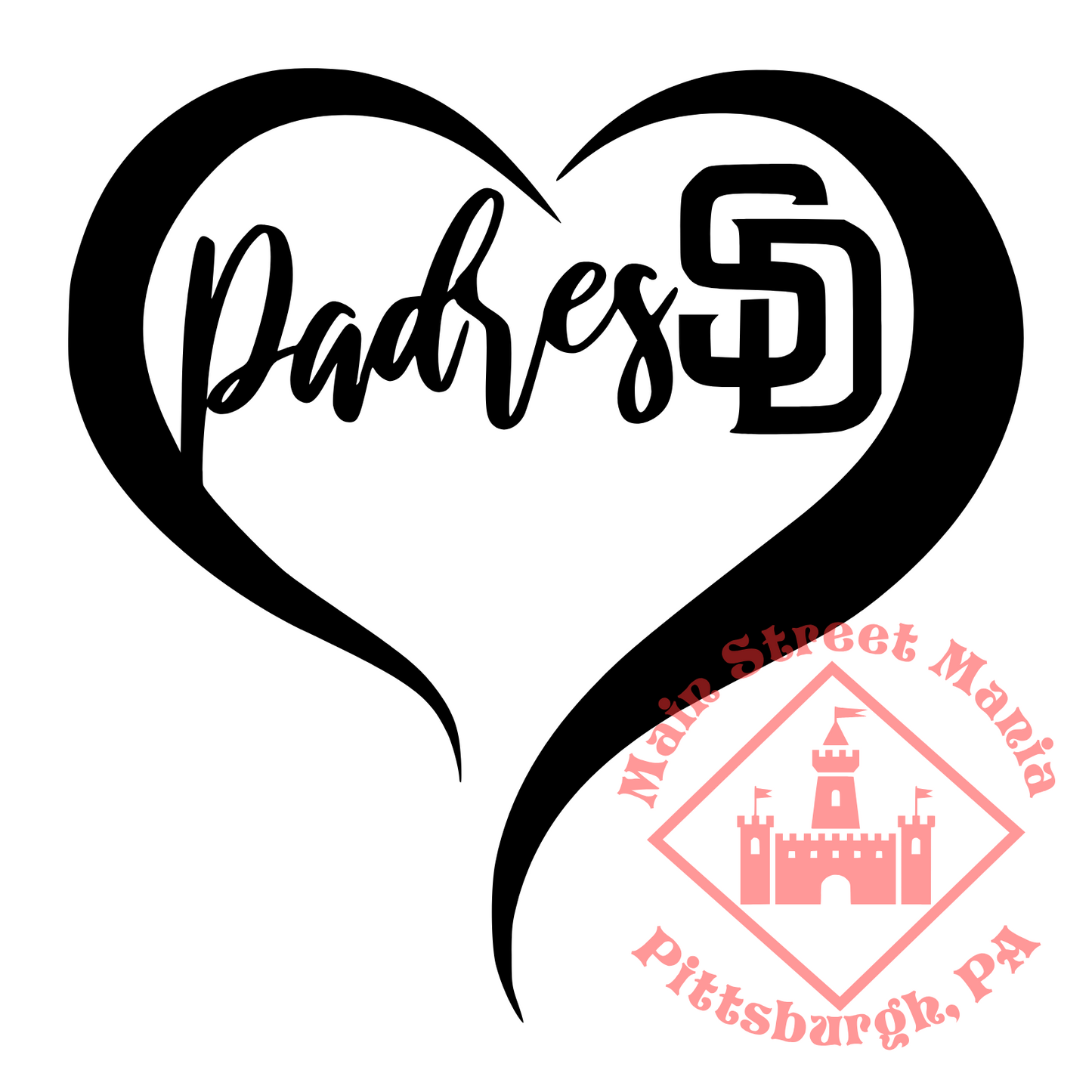 San Diego Padres Heart Sticker Decal