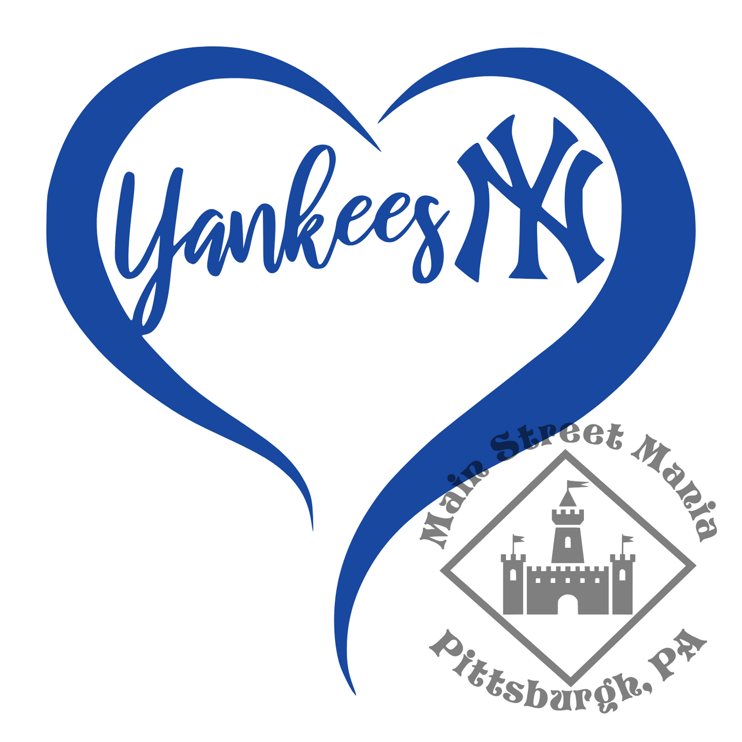 Yankees Heart Sticker Decal