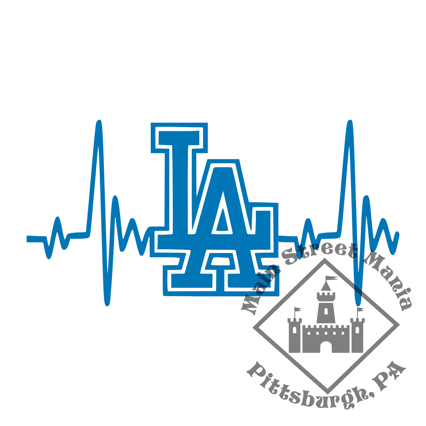 LA Dodgers Heartbeat Sticker Decal