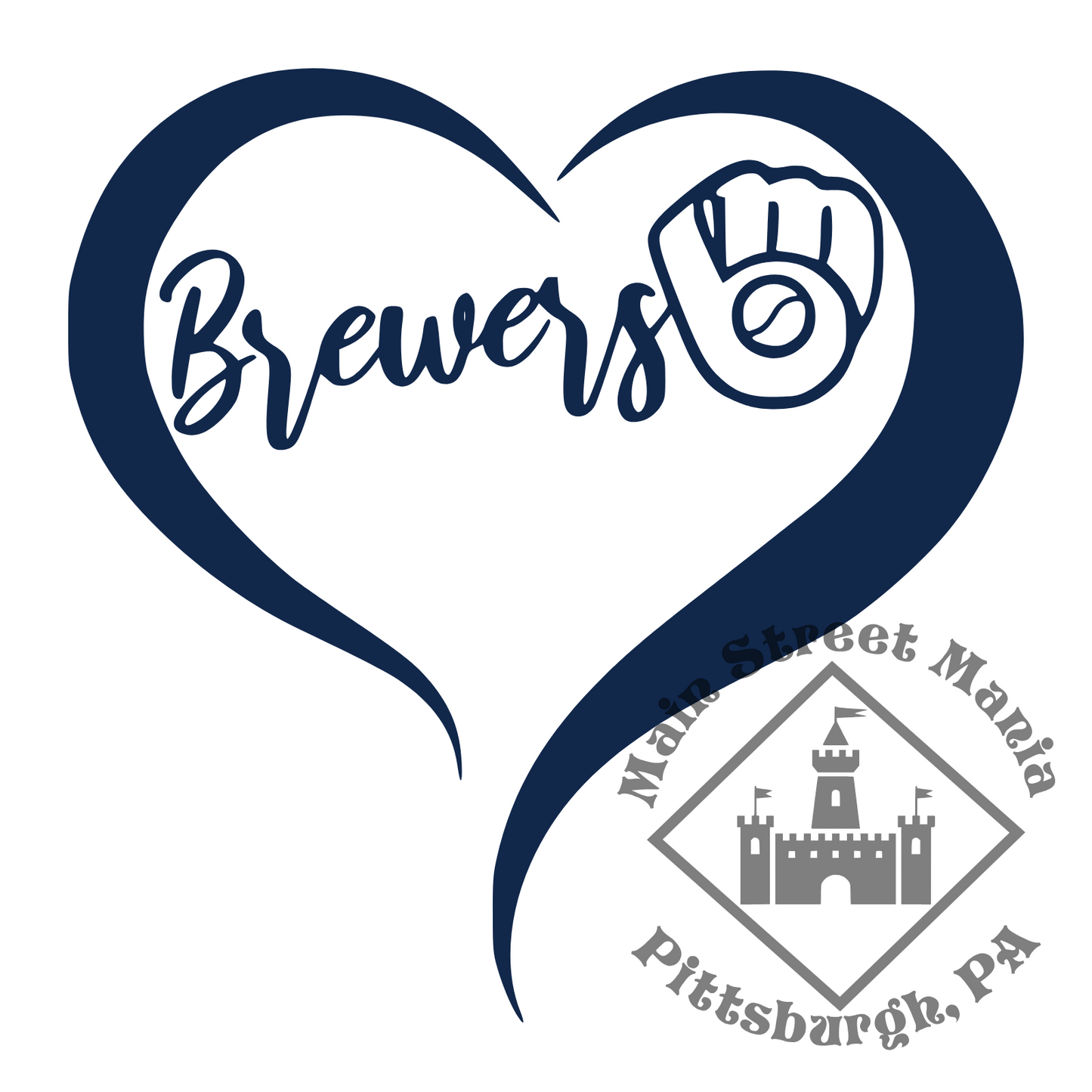 Milwaukee Brewers Heart Sticker Decal