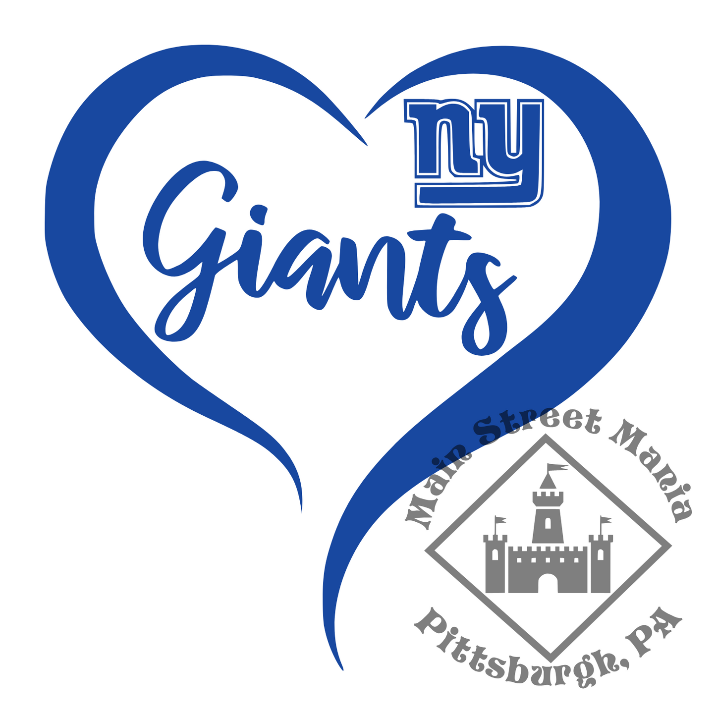 NY Giants Heart Sticker Decal