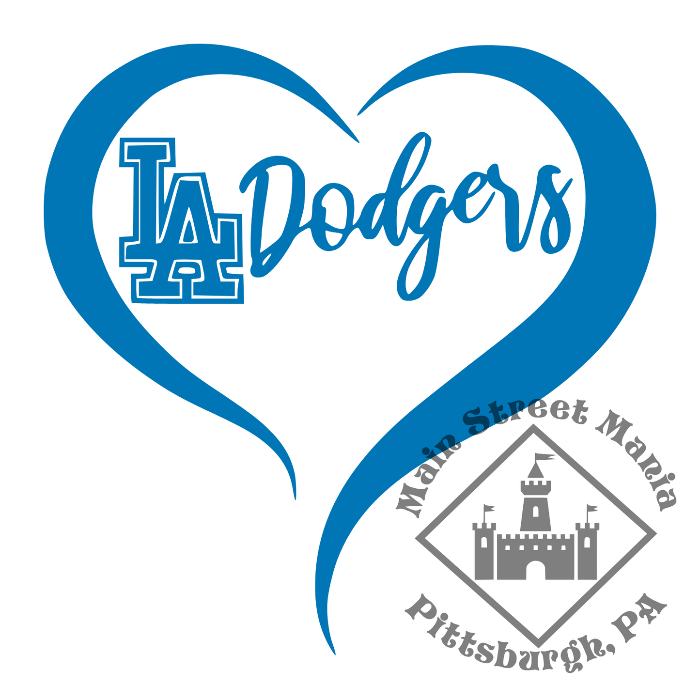 LA Dodgers Heart Sticker Decal