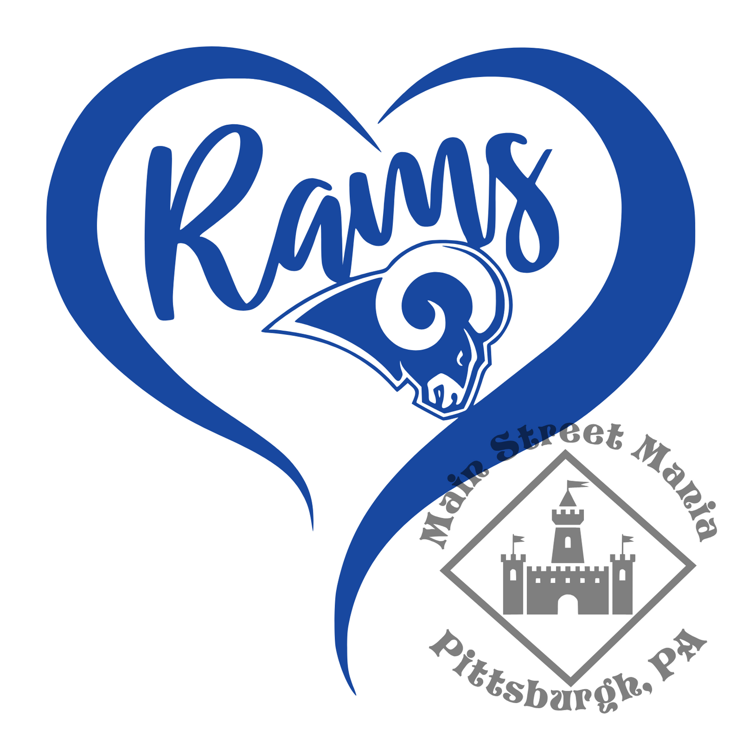 LA Rams Heart Sticker Decal