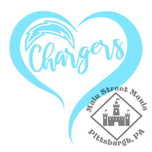 Chargers Heart Sticker Decal