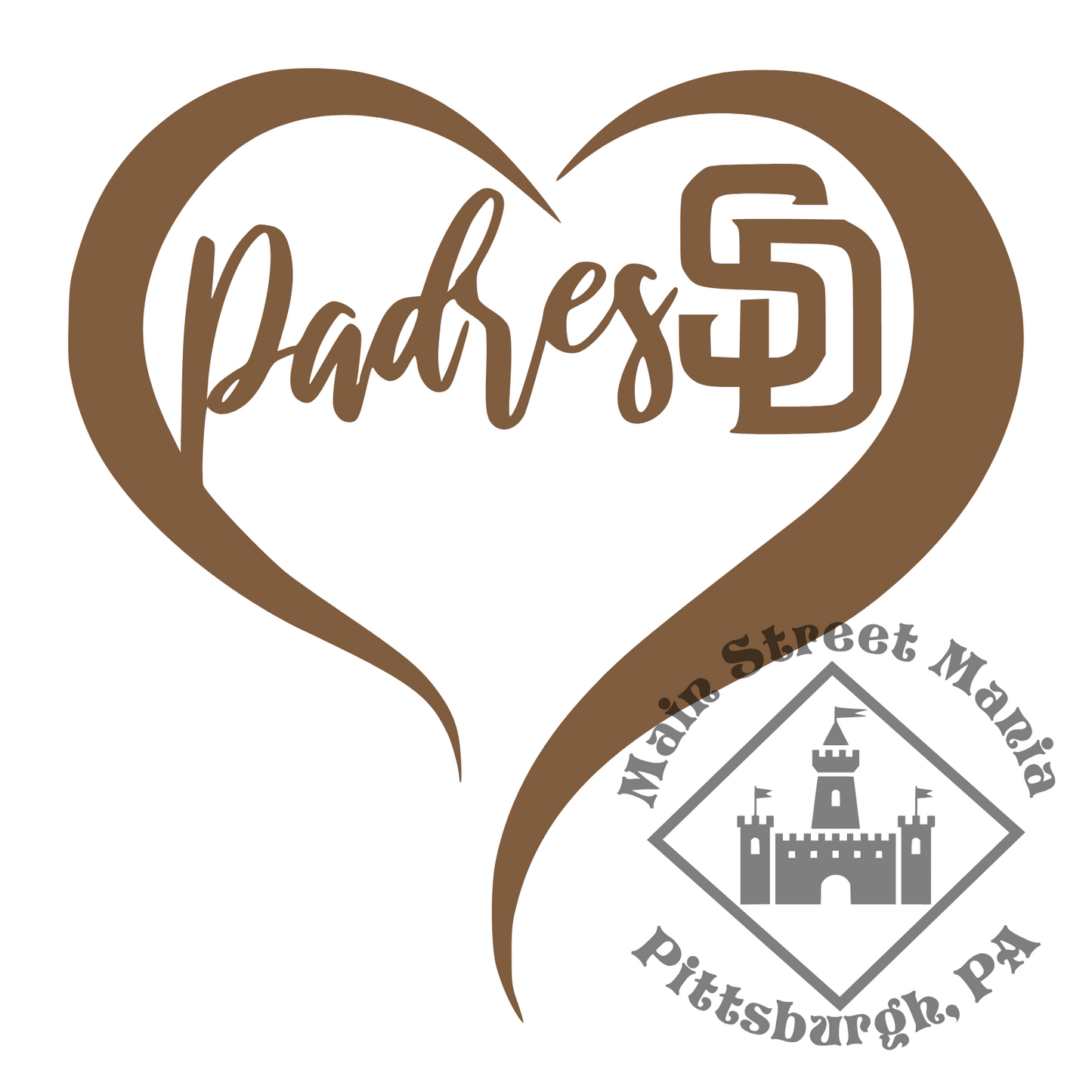 San Diego Padres Heart Sticker Decal