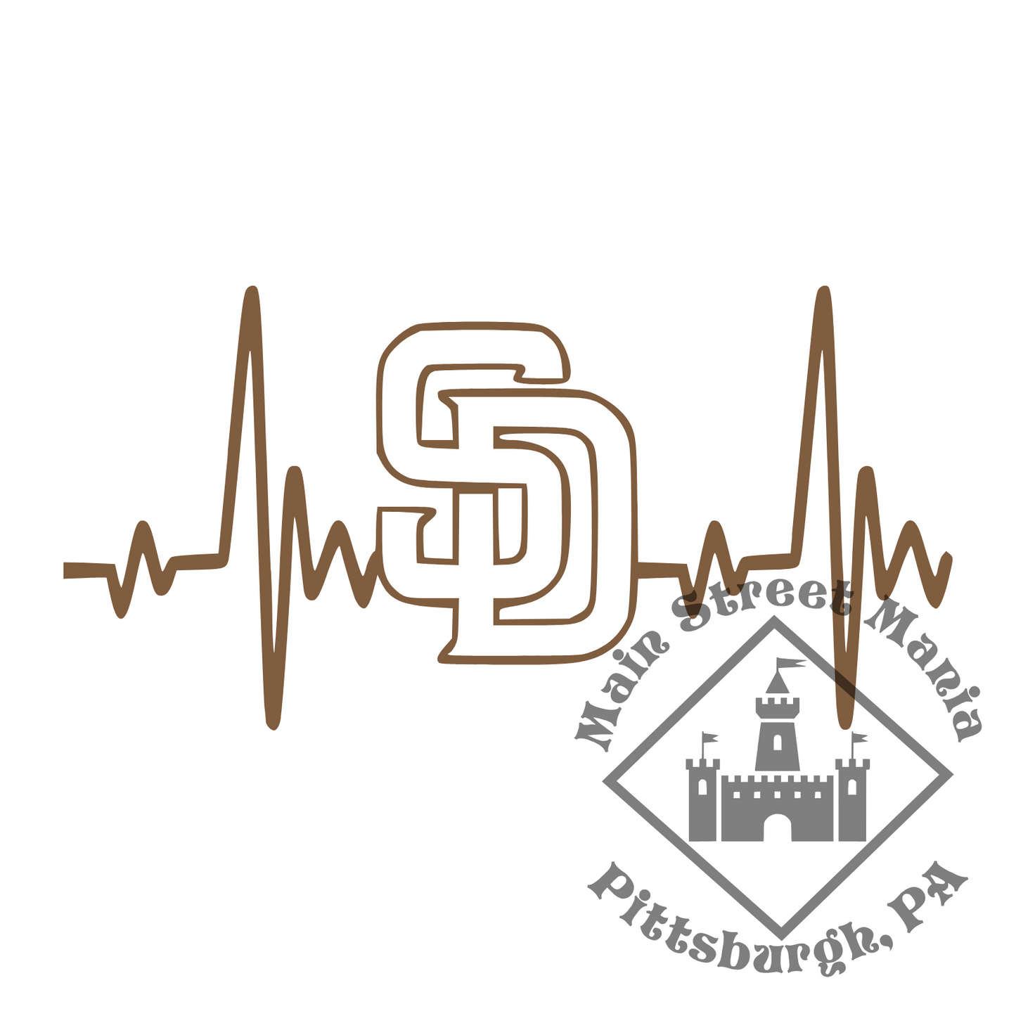 Padres Heartbeat Sticker Decal