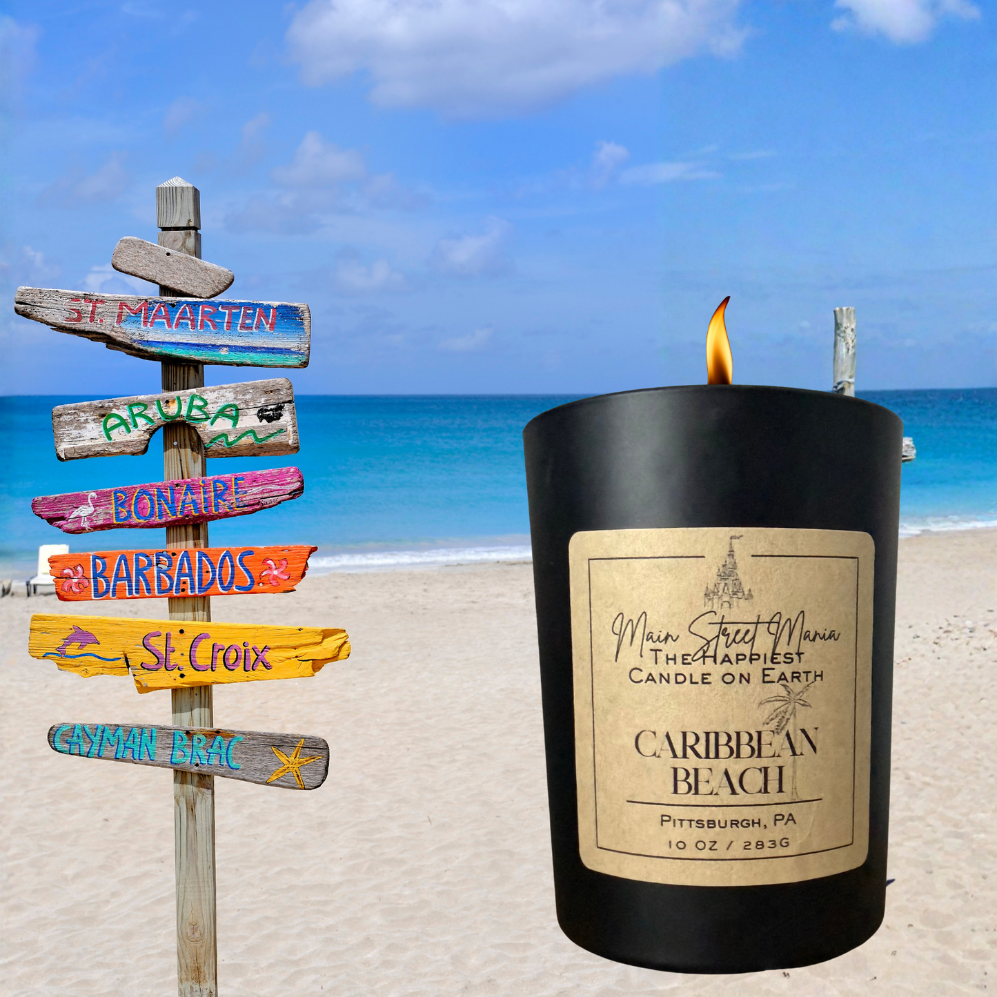 Caribbean Beach Happiest Candle on Earth