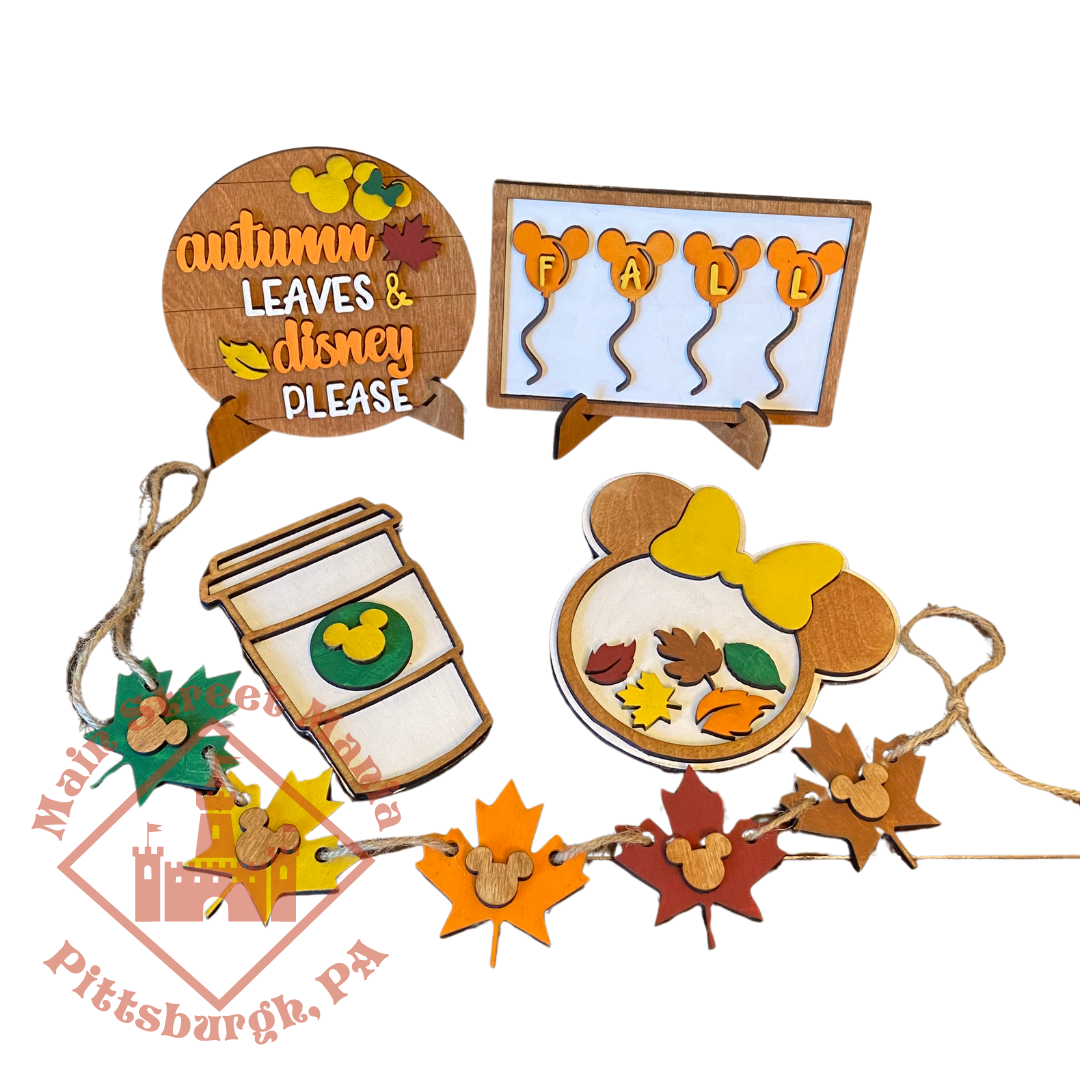 Autumn Leaves & Disney Please Tiered Tray Shelf Sitter Set