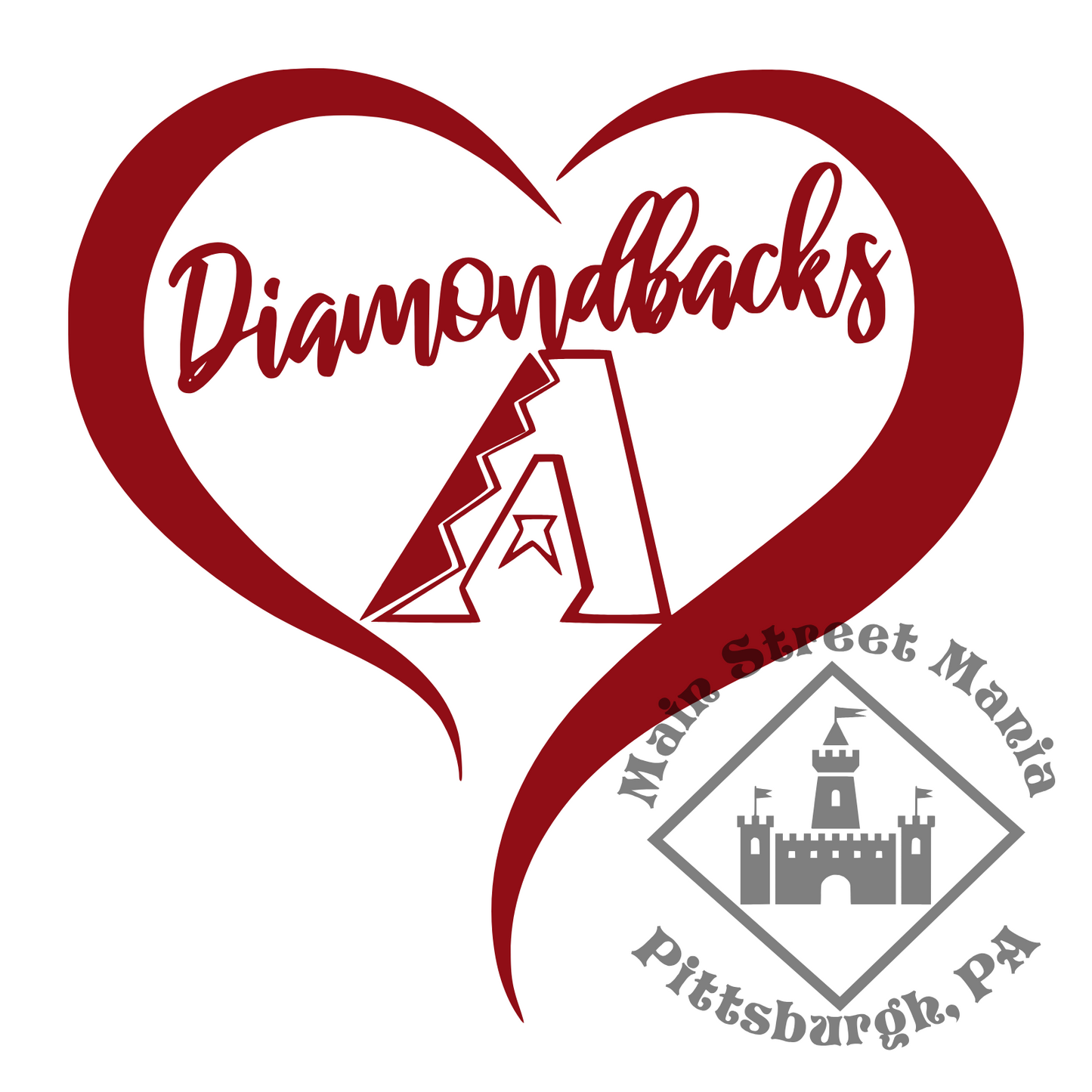 Diamondbacks Heart Sticker Decal