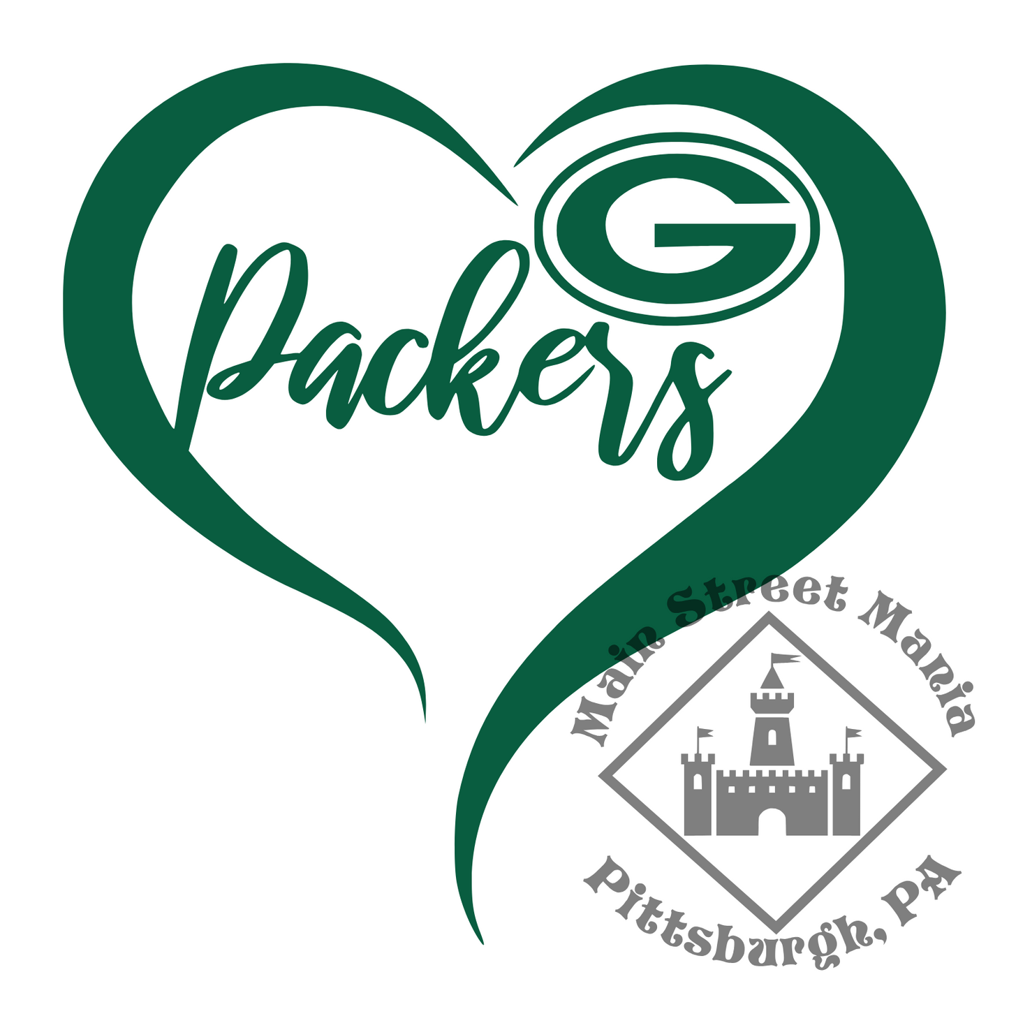 Packers Heart Sticker Decal