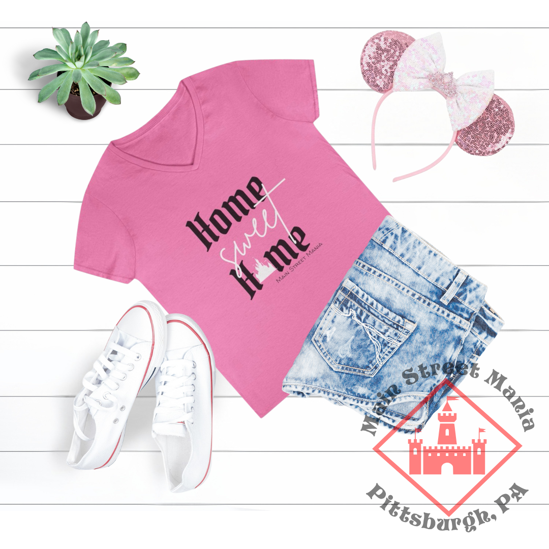 Home Sweet Home V-Neck T-Shirt Disneyland Castle Inspired