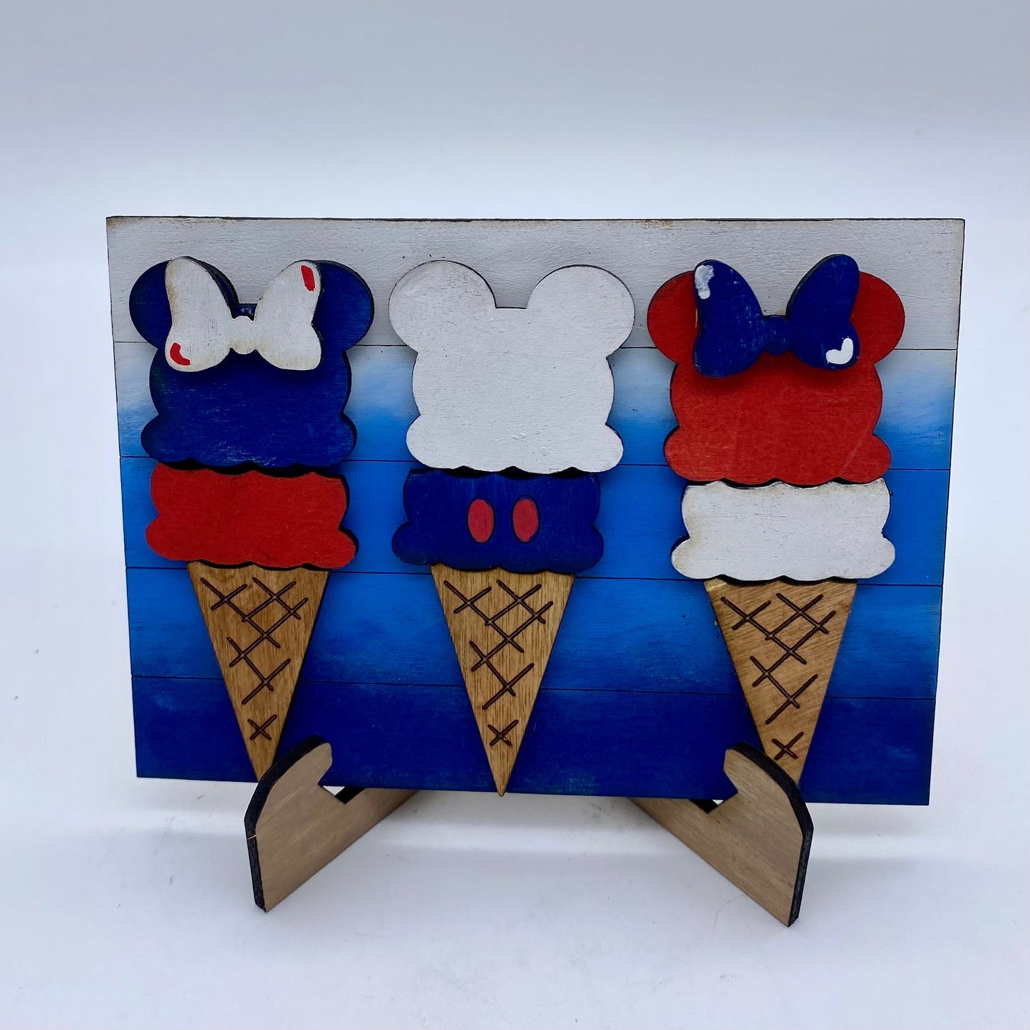 Mickey & Minnie Ice Cream 4th of July Tiered Tray Shelf Sitter