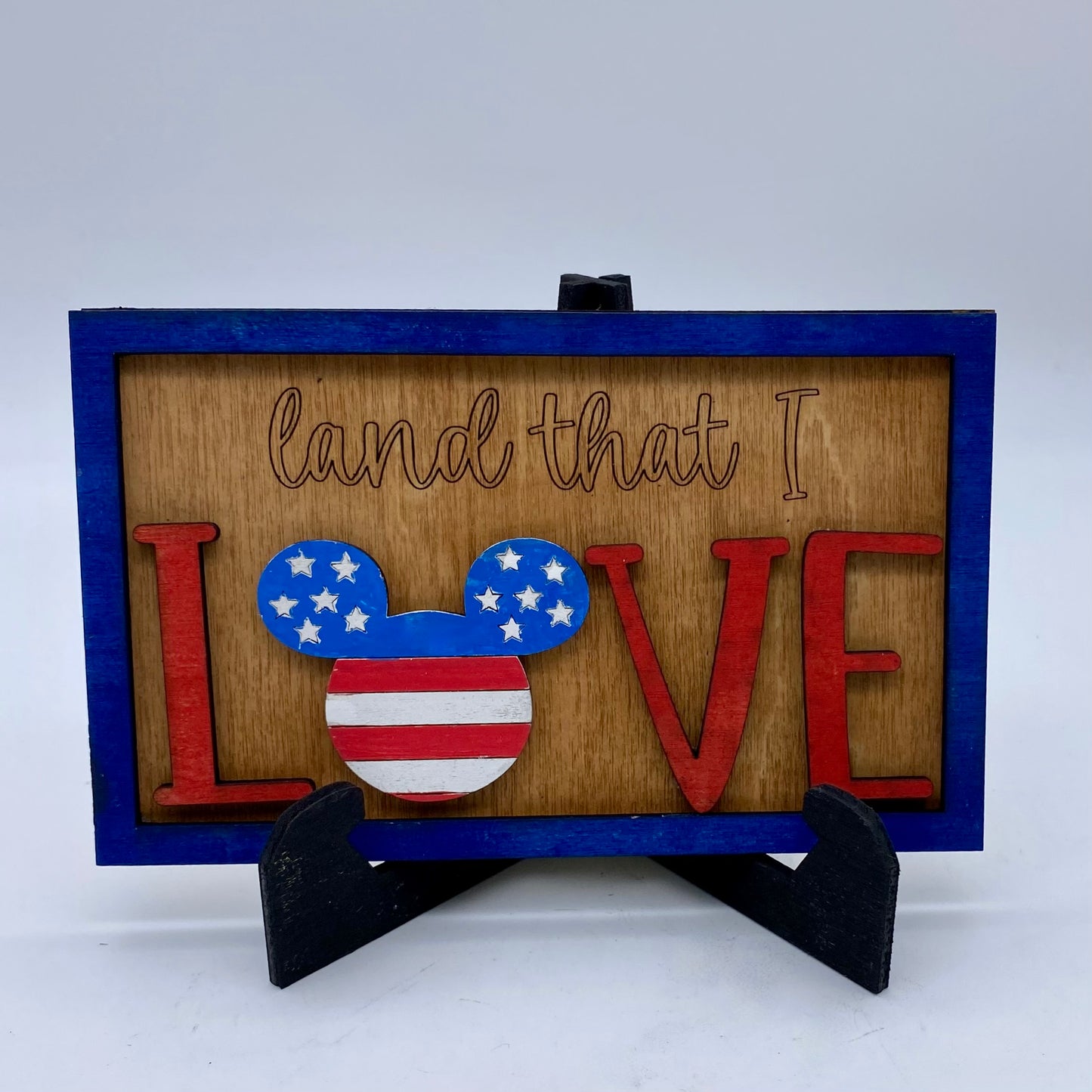 Land That I Love Mickey Ears 4th of July Tiered Tray Shelf Sitter