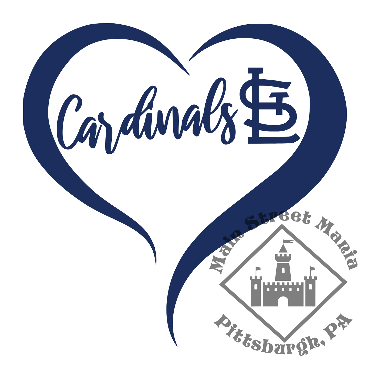 St. Louis Cardinals Heart Sticker Decal