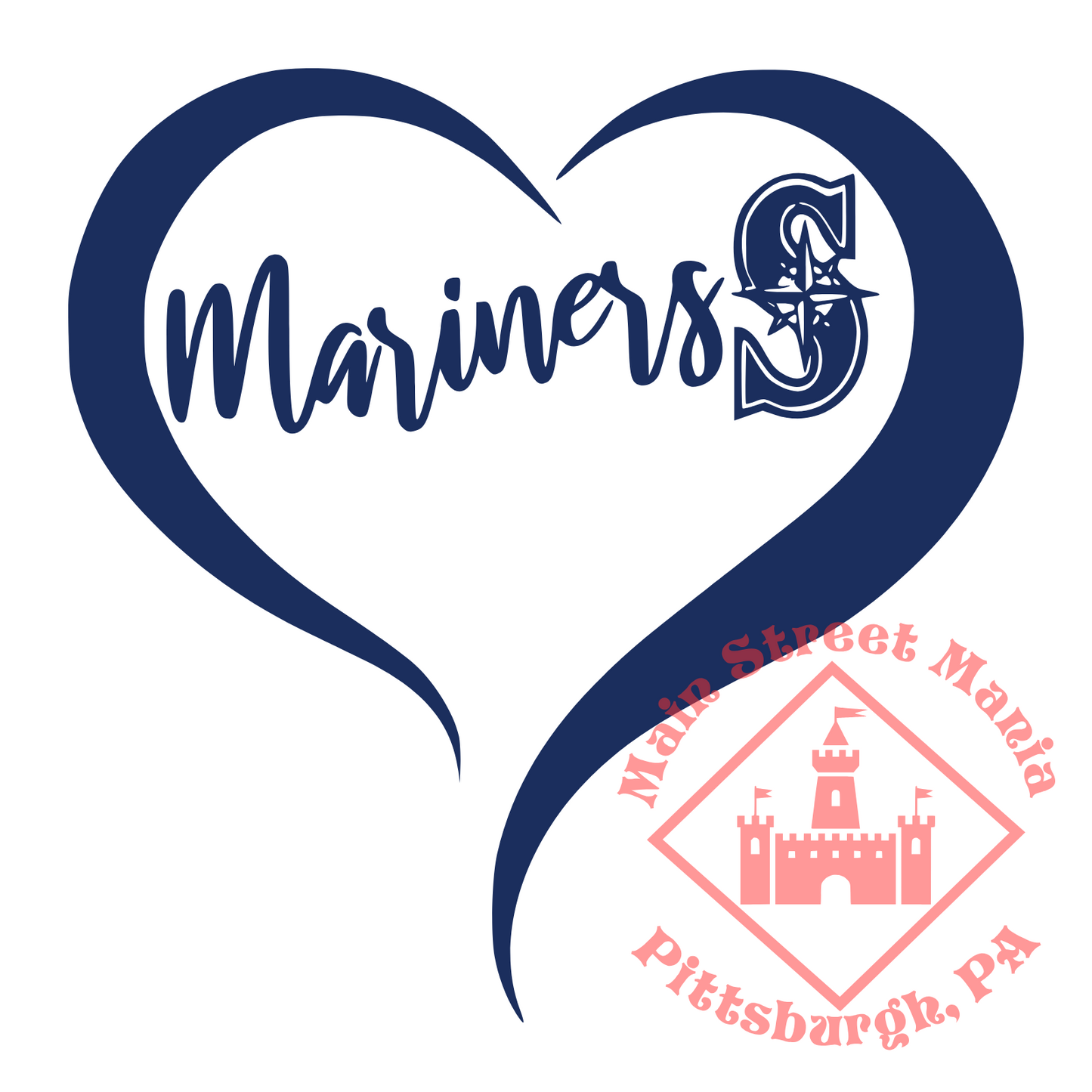 Seattle Mariners Heart Sticker Decal