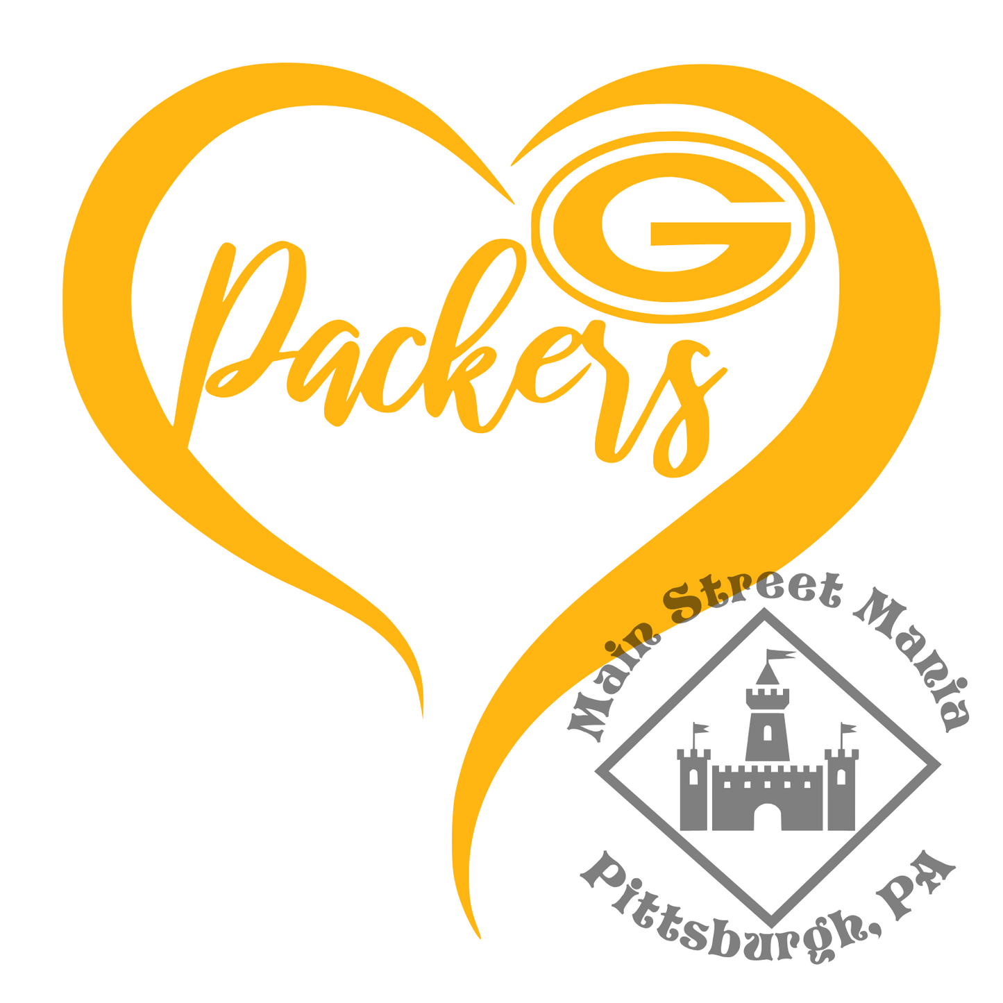 Packers Heart Sticker Decal