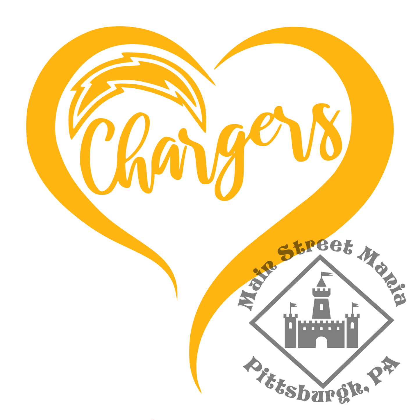 Chargers Heart Sticker Decal