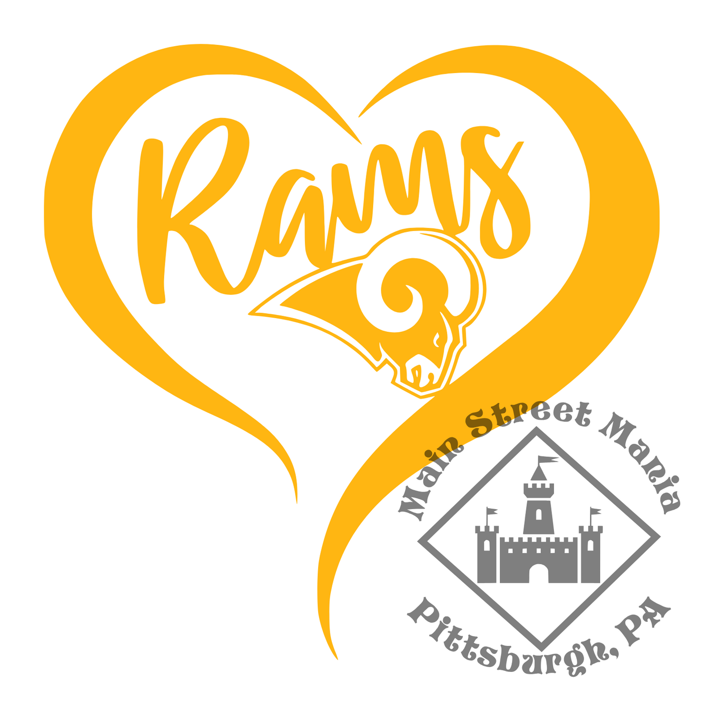 LA Rams Heart Sticker Decal