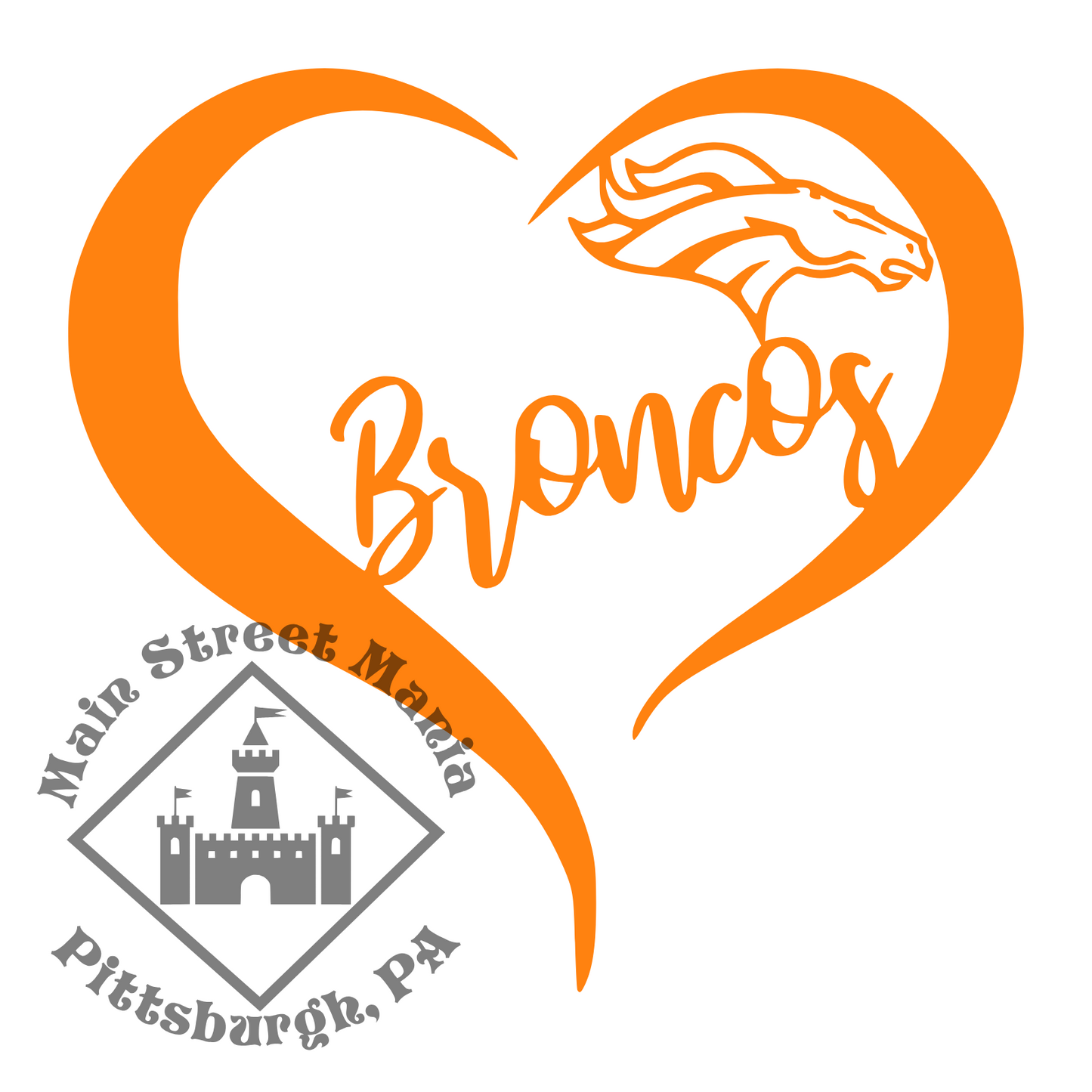 Broncos Heart Sticker Decal