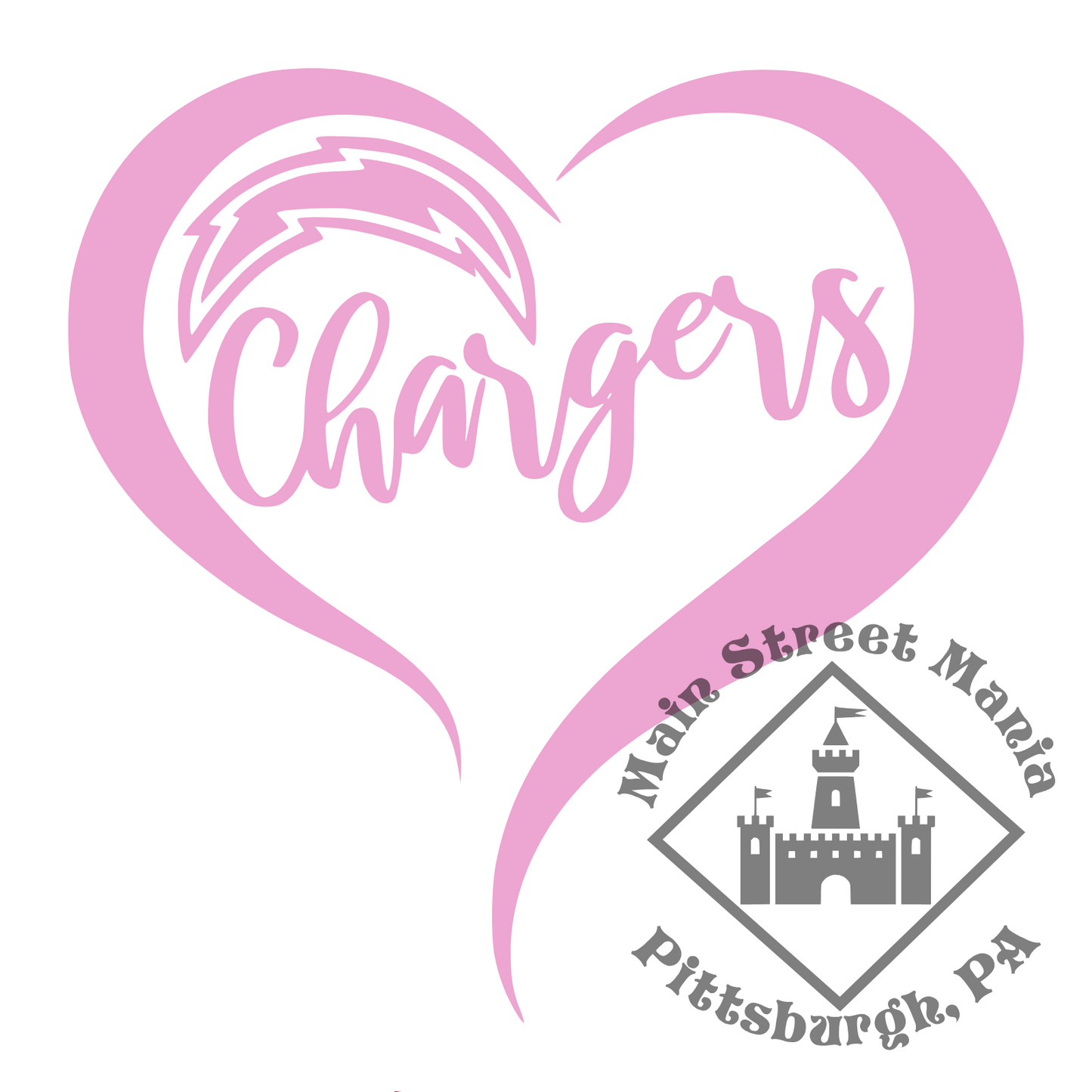 Chargers Heart Sticker Decal