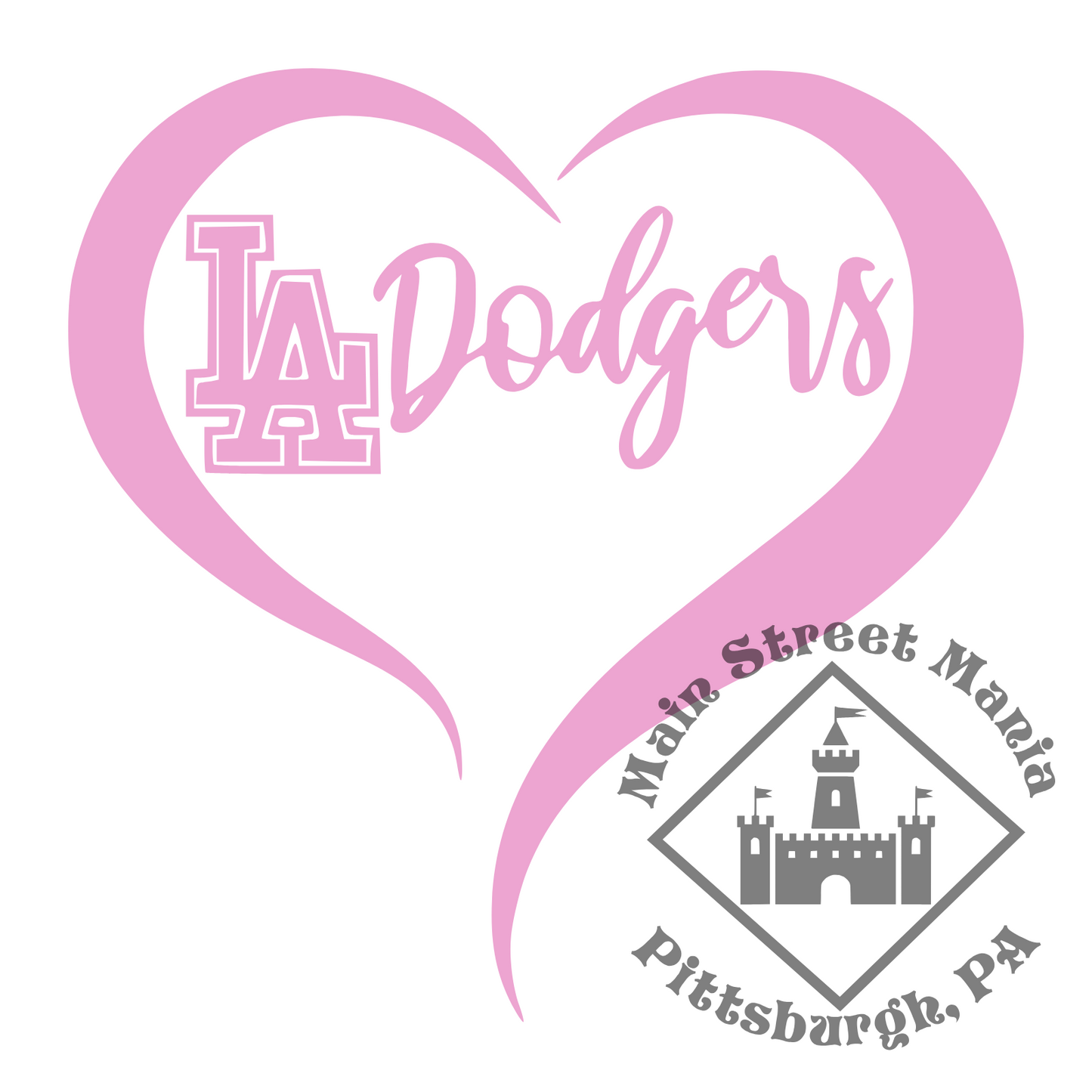 LA Dodgers Heart Sticker Decal