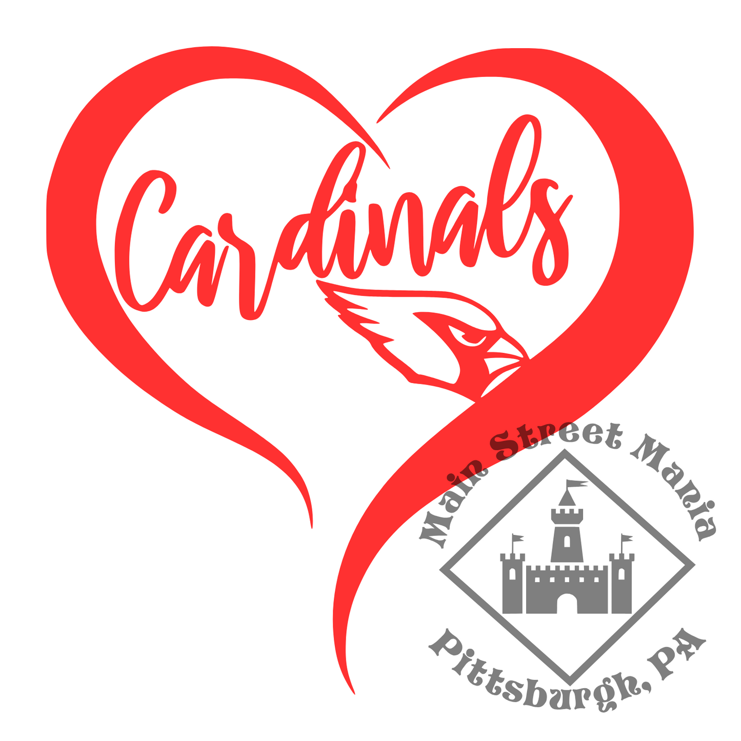 Cardinals Heart Sticker Decal