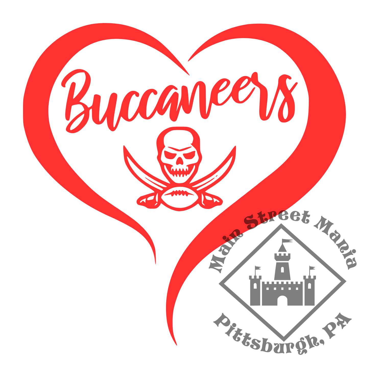 Buccaneers Heart Sticker Decal