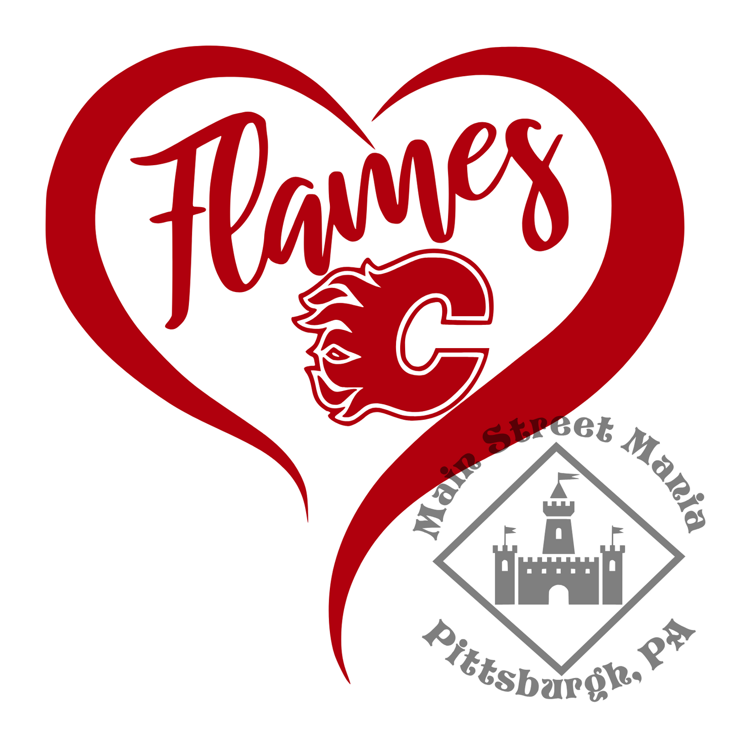 Flames Heart Sticker Decal