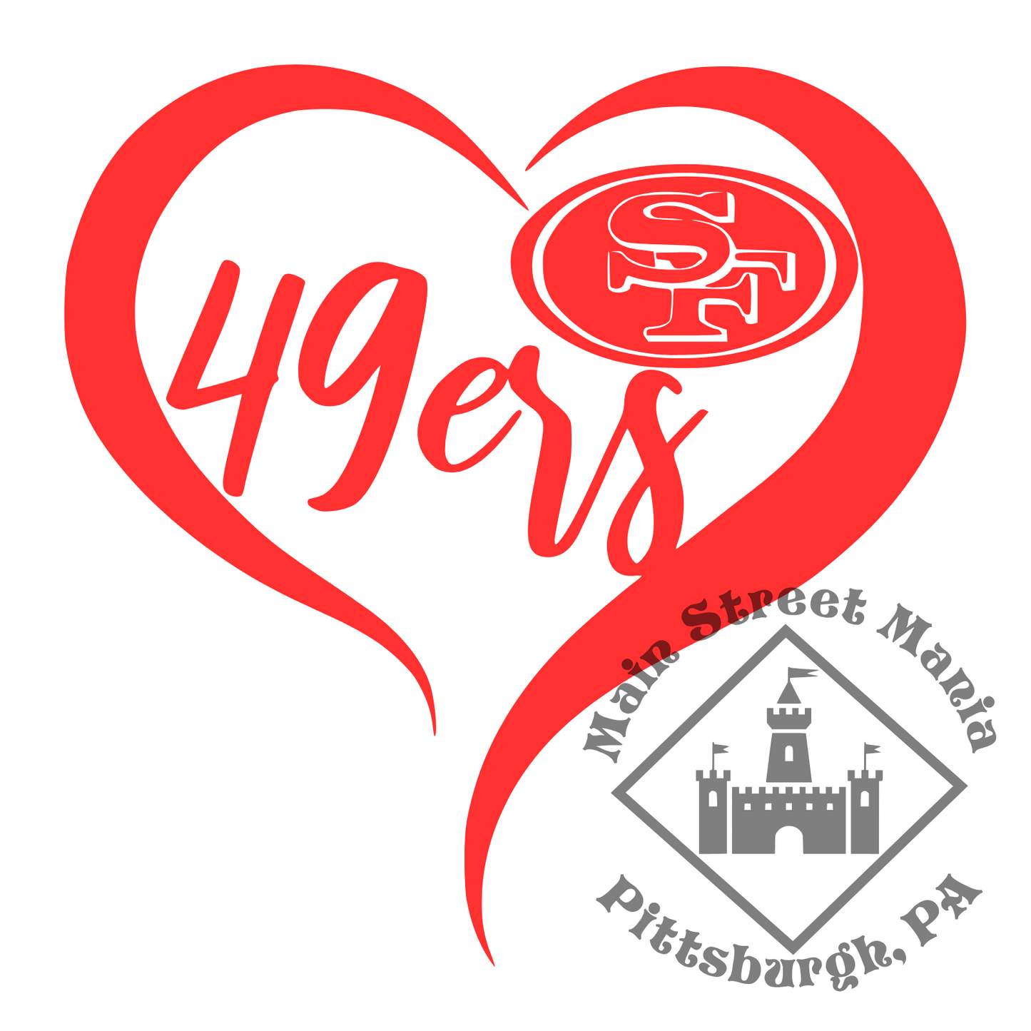 49ers Heart Sticker Decal