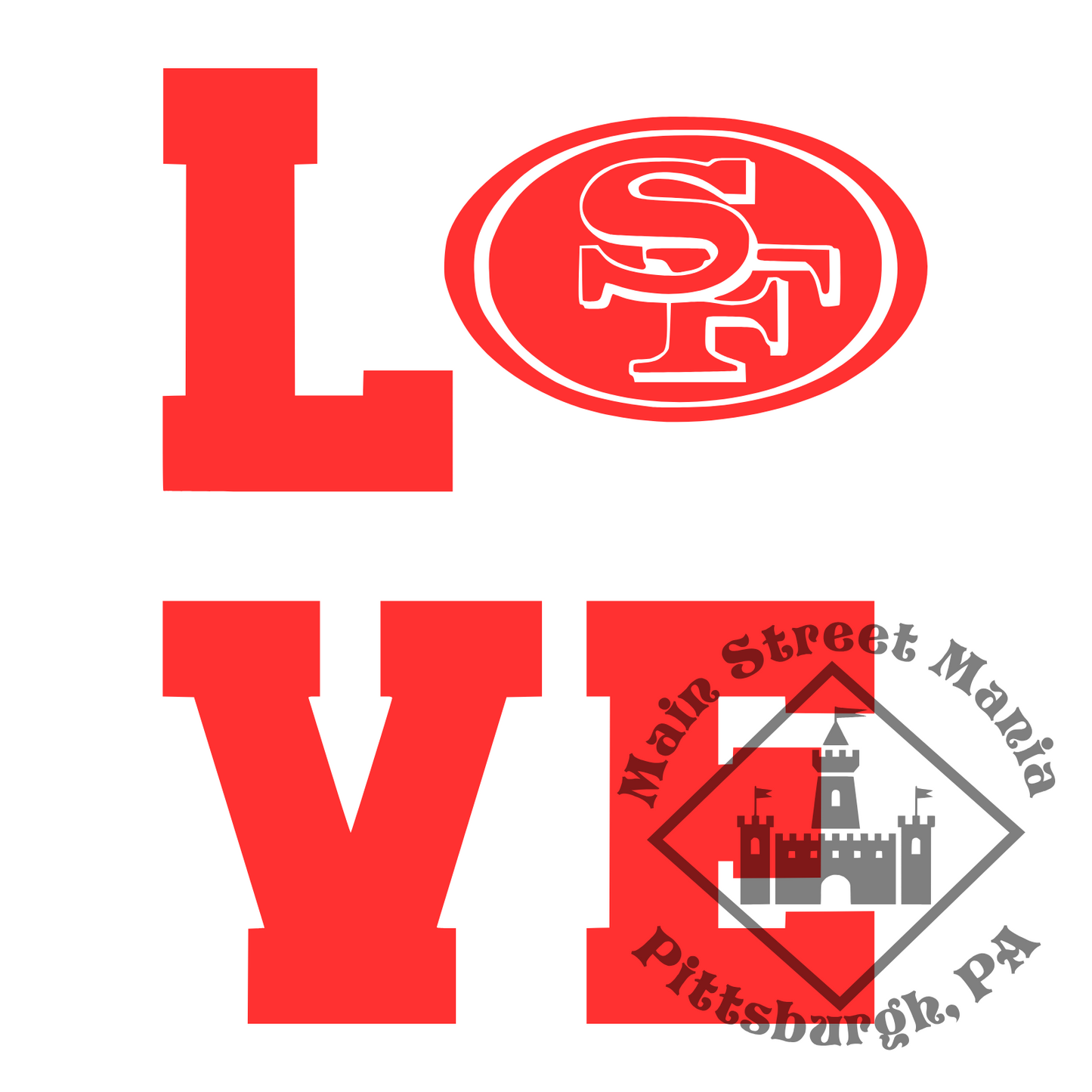 49ers Love Sticker Decal